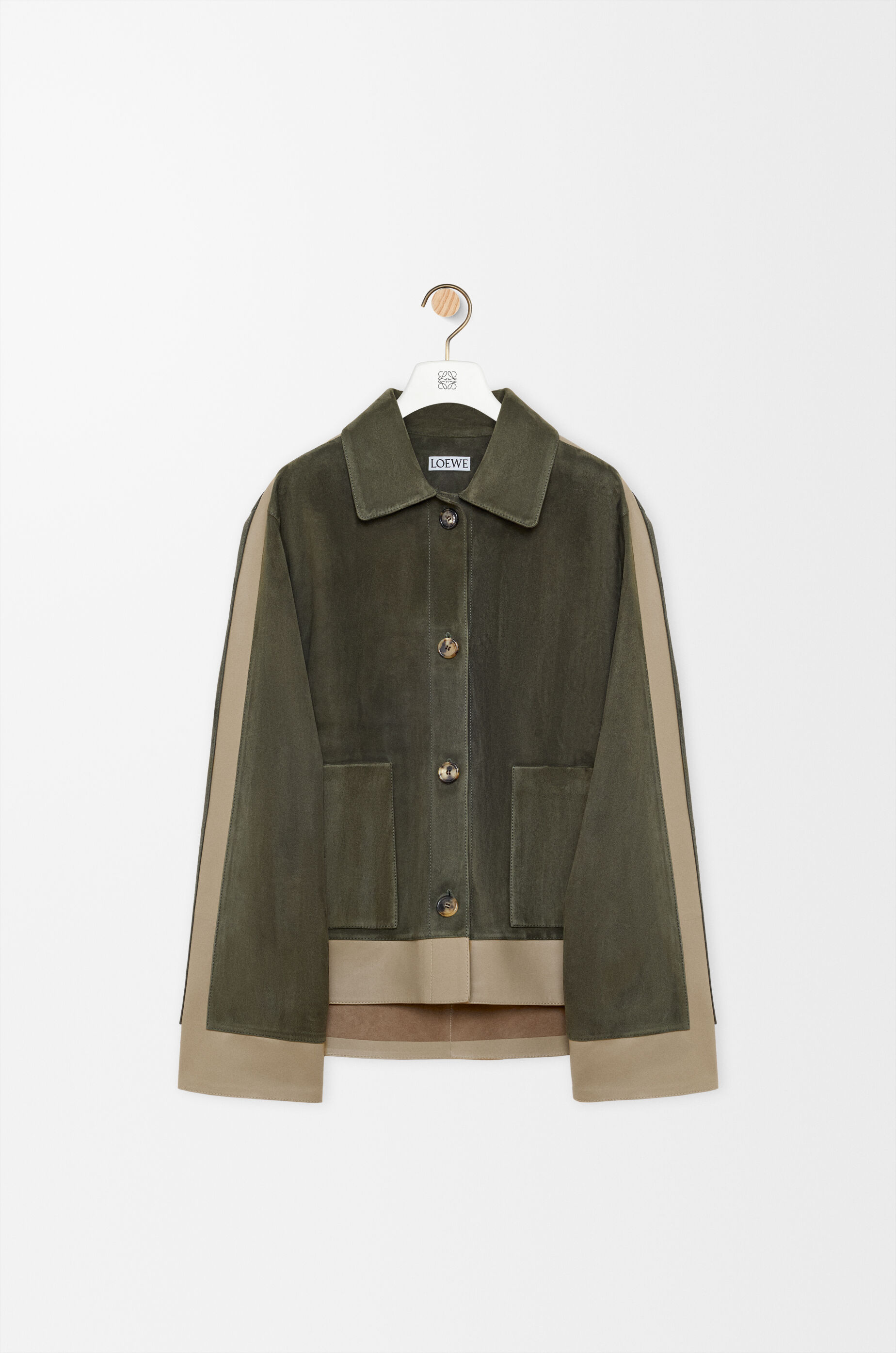LOEWE Turn-up jacket in suede lambskin Khaki Green