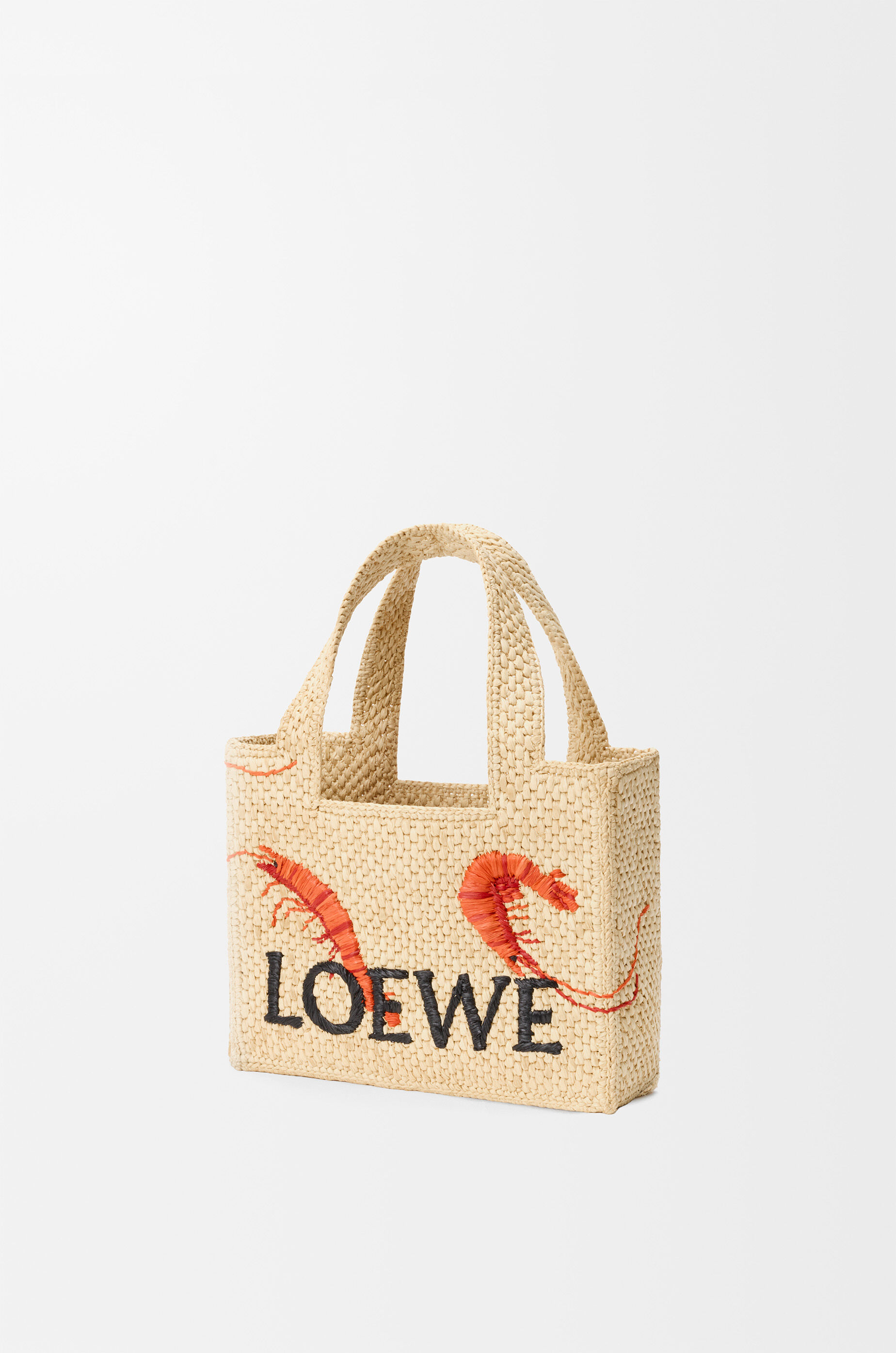 LOEWE Mini LOEWE Font tote in raffia Natural/Orange