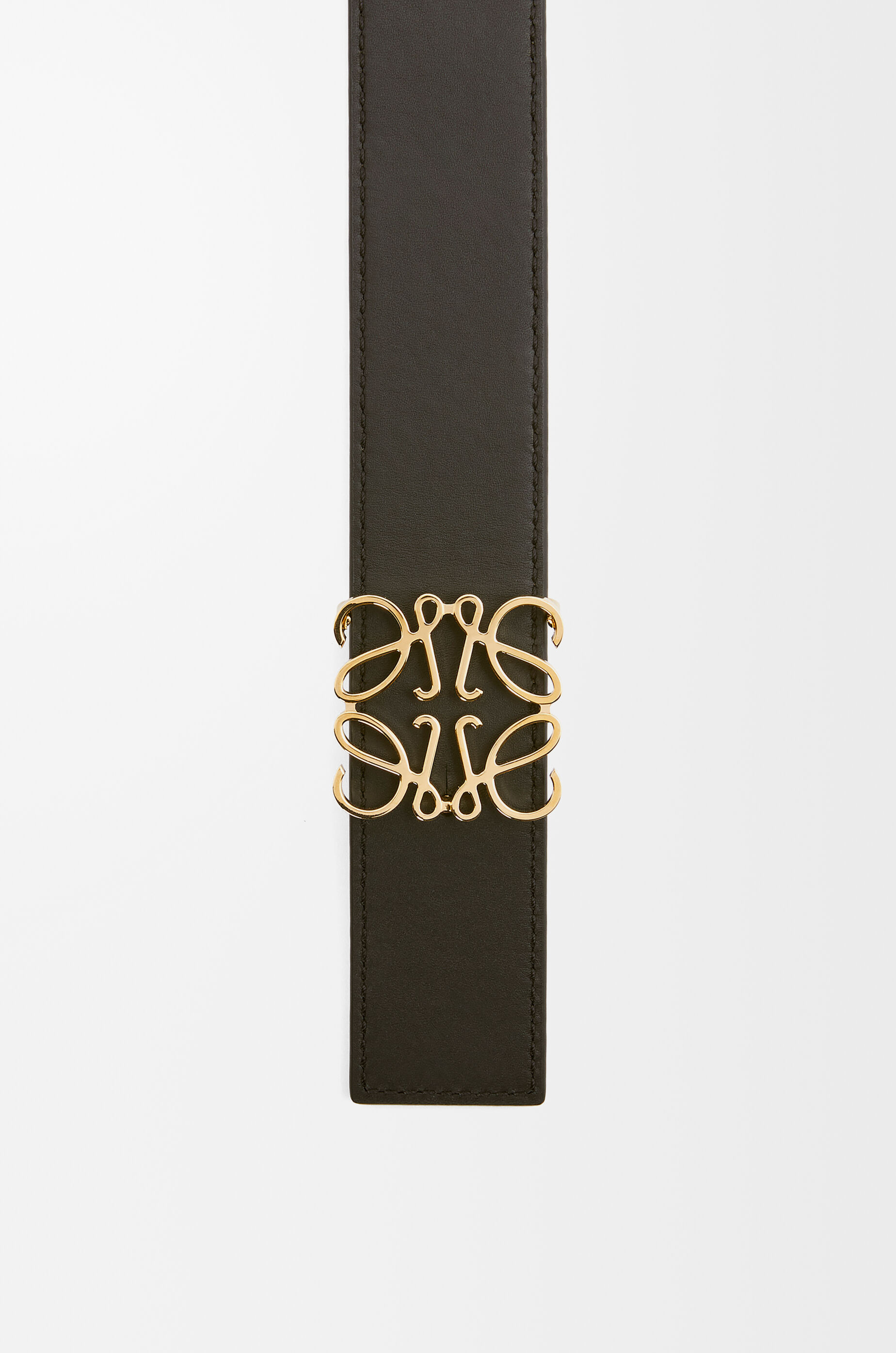 LOEWE Reversible Anagram belt in smooth calfskin Tan/Black/Gold