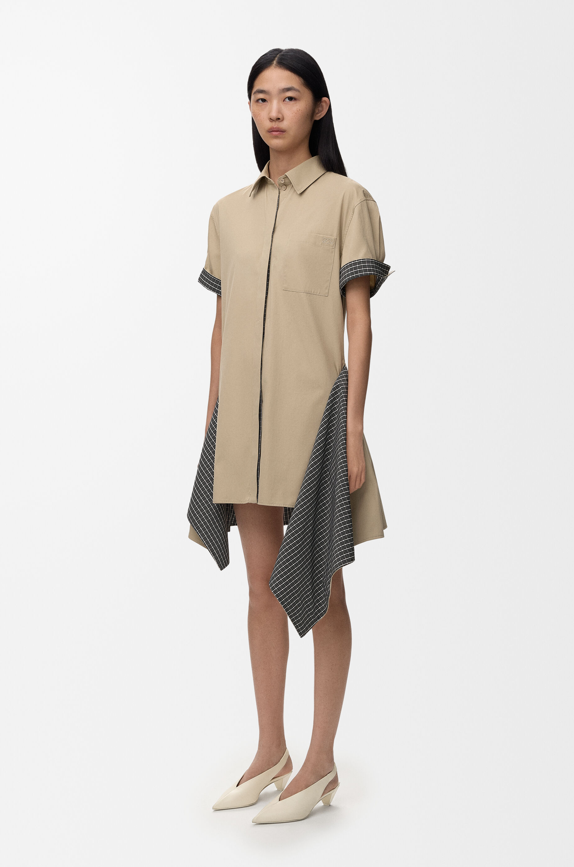 LOEWE Dress in cotton and silk Beige