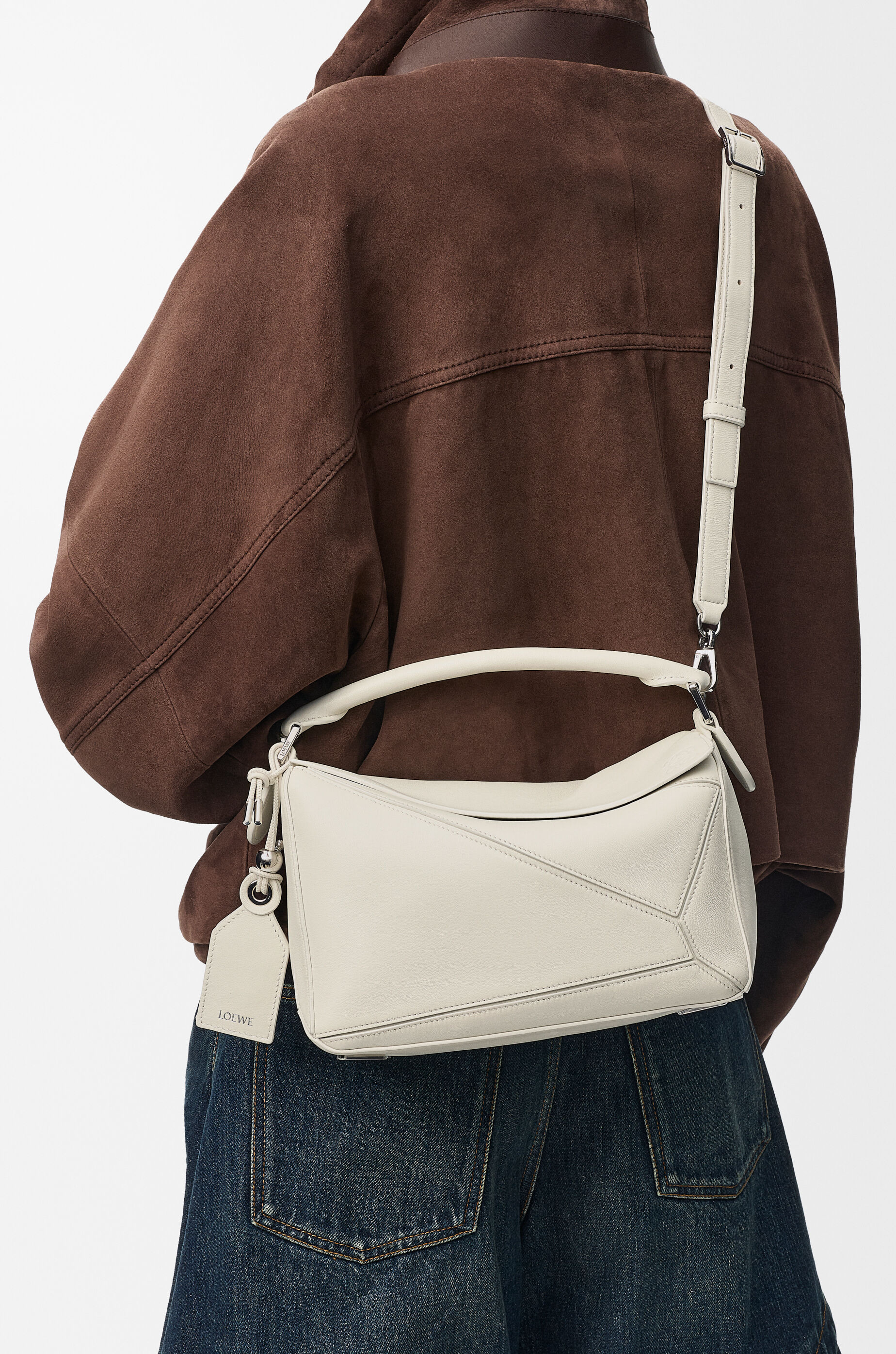 LOEWE Small Featherlight Puzzle bag in nappa lambskin Soft White