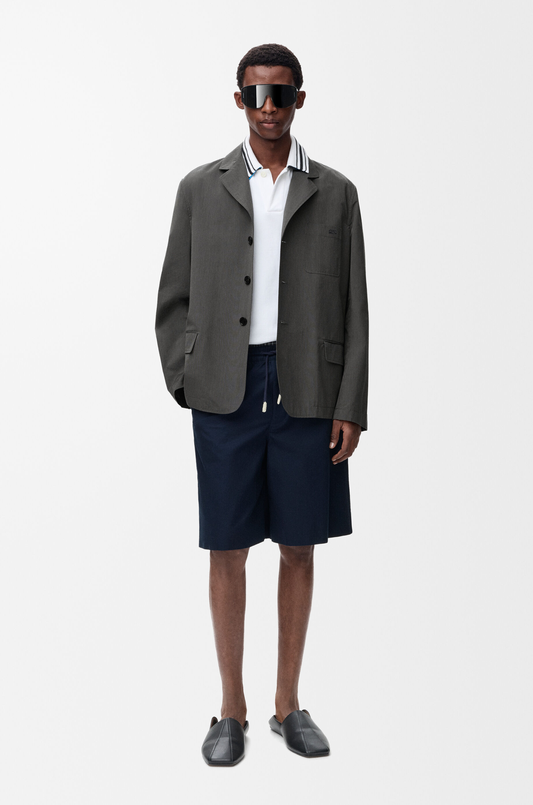 LOEWE Jacket in cotton and silk Medium Grey