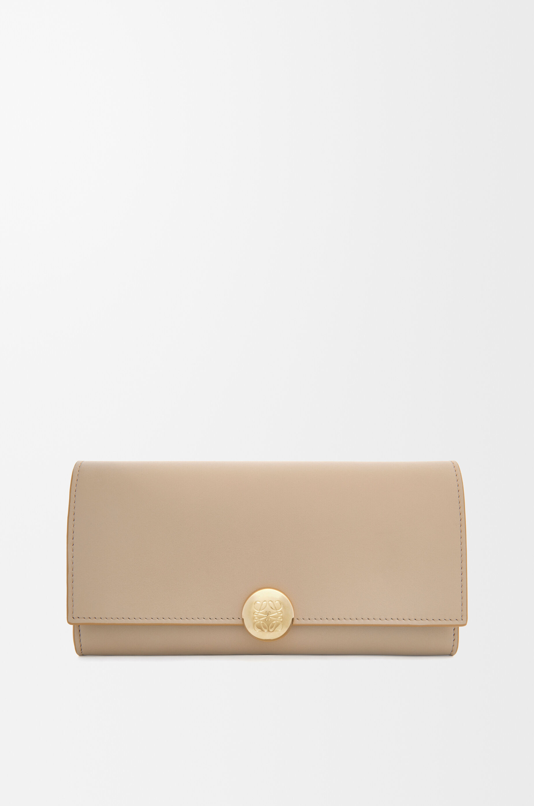 LOEWE Pebble continental wallet in shiny nappa calfskin Sand