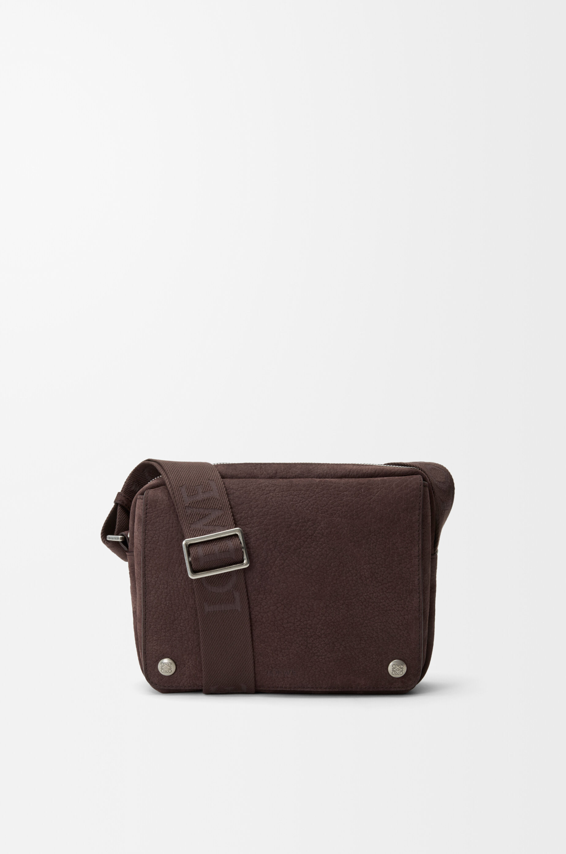 LOEWE Medium Pebble messenger bag in grained nubuck Dark Chestnut