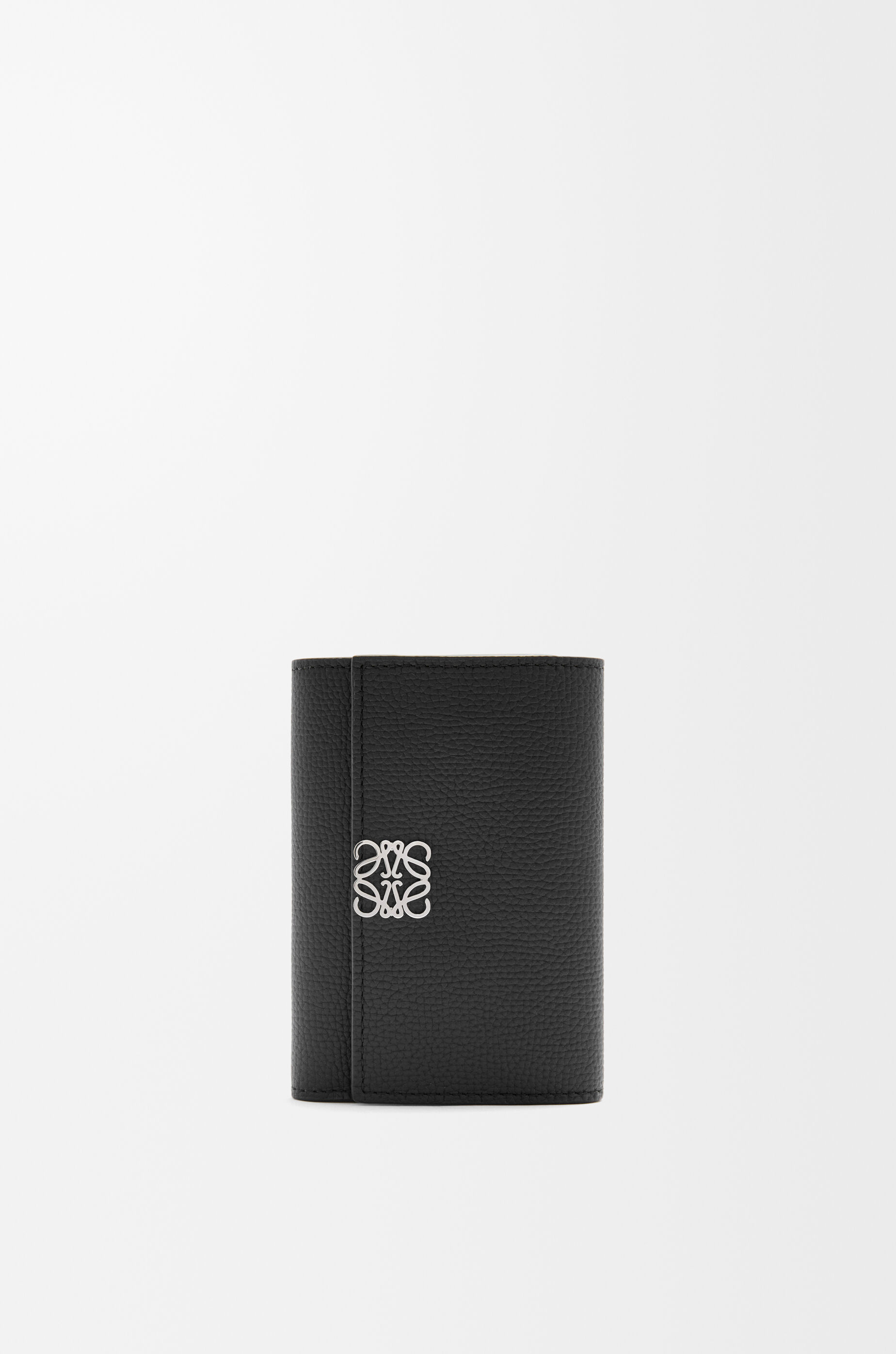 LOEWE Anagram small vertical wallet in pebble grained calfskin Black