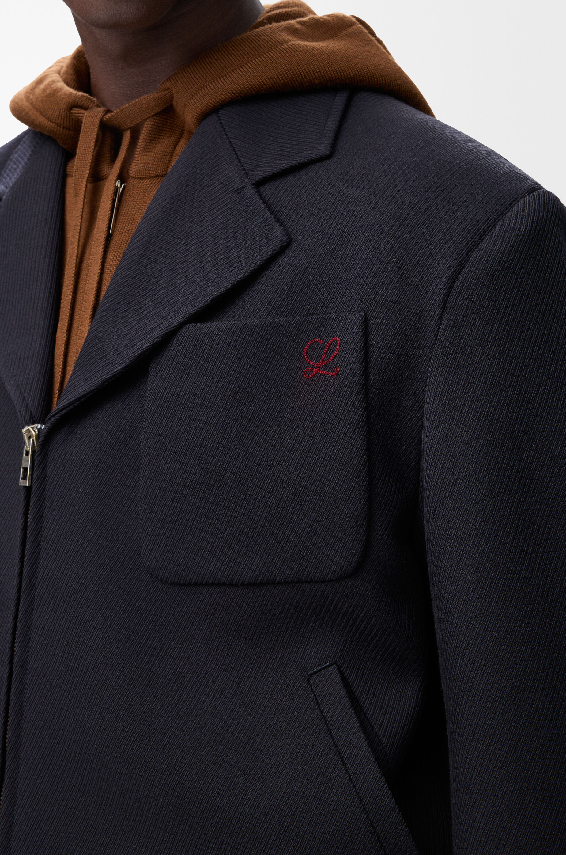 LOEWE Zip-up jacket in wool Dark Navy Blue