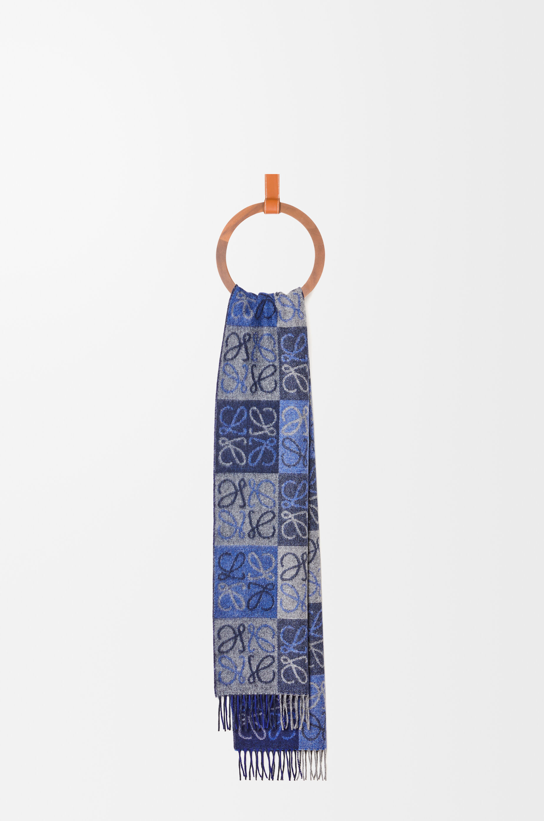 LOEWE Scarf in wool and cashmere Blue