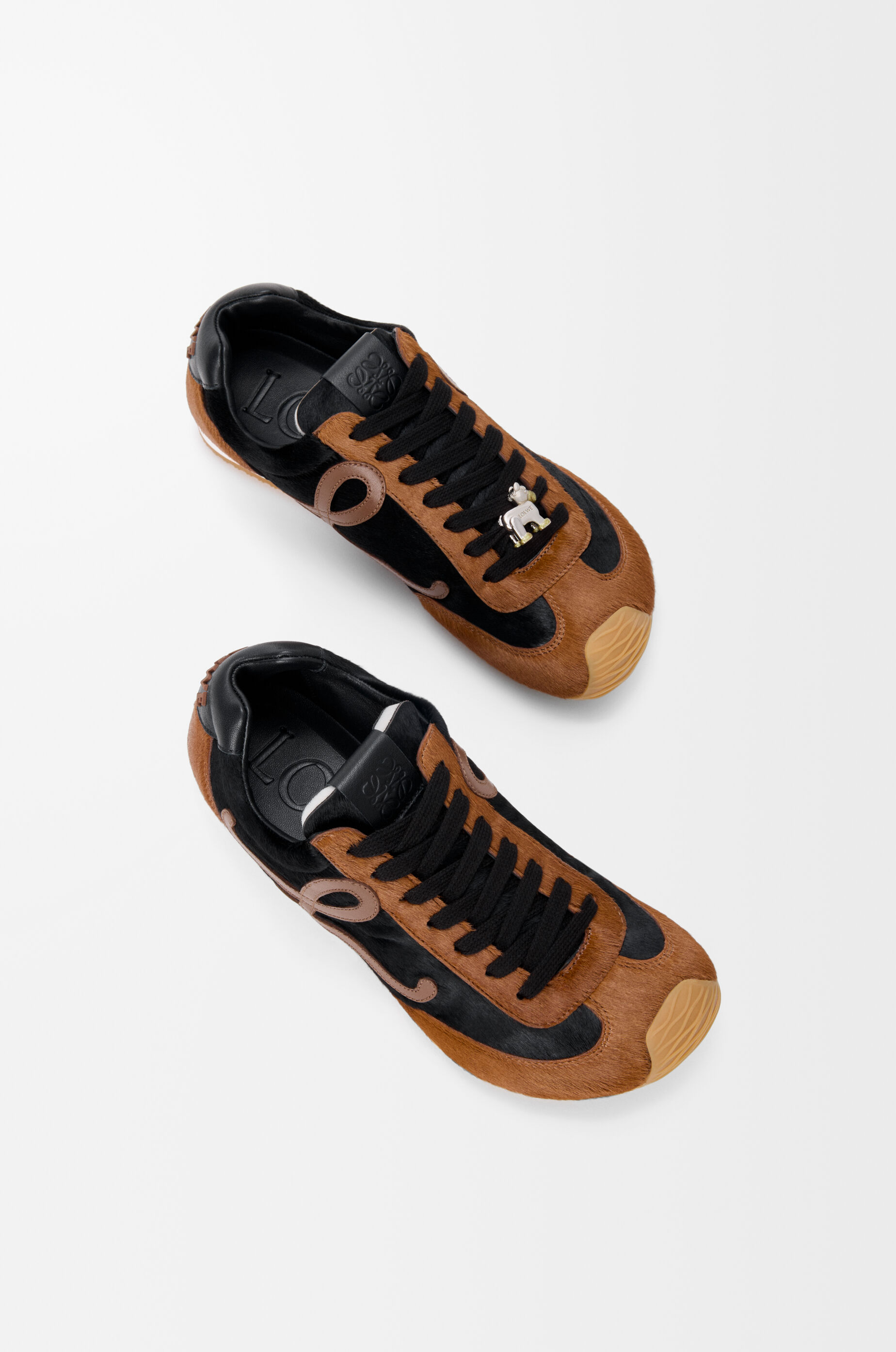 LOEWE Ballet Runner 2.0 in hairy calfskin Black/Squirrel