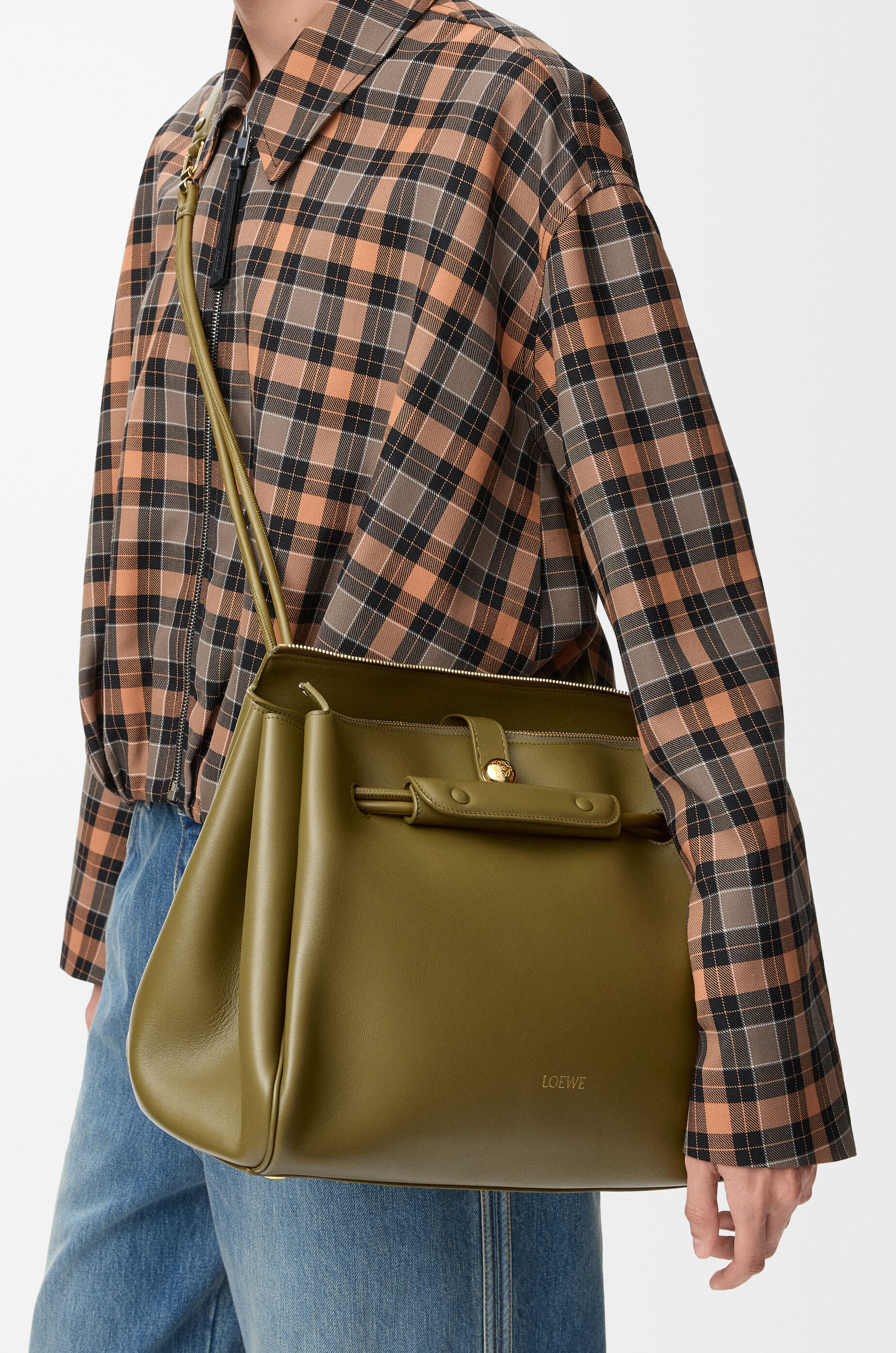 LOEWE Large Madrid bag in supple calfskin Olive