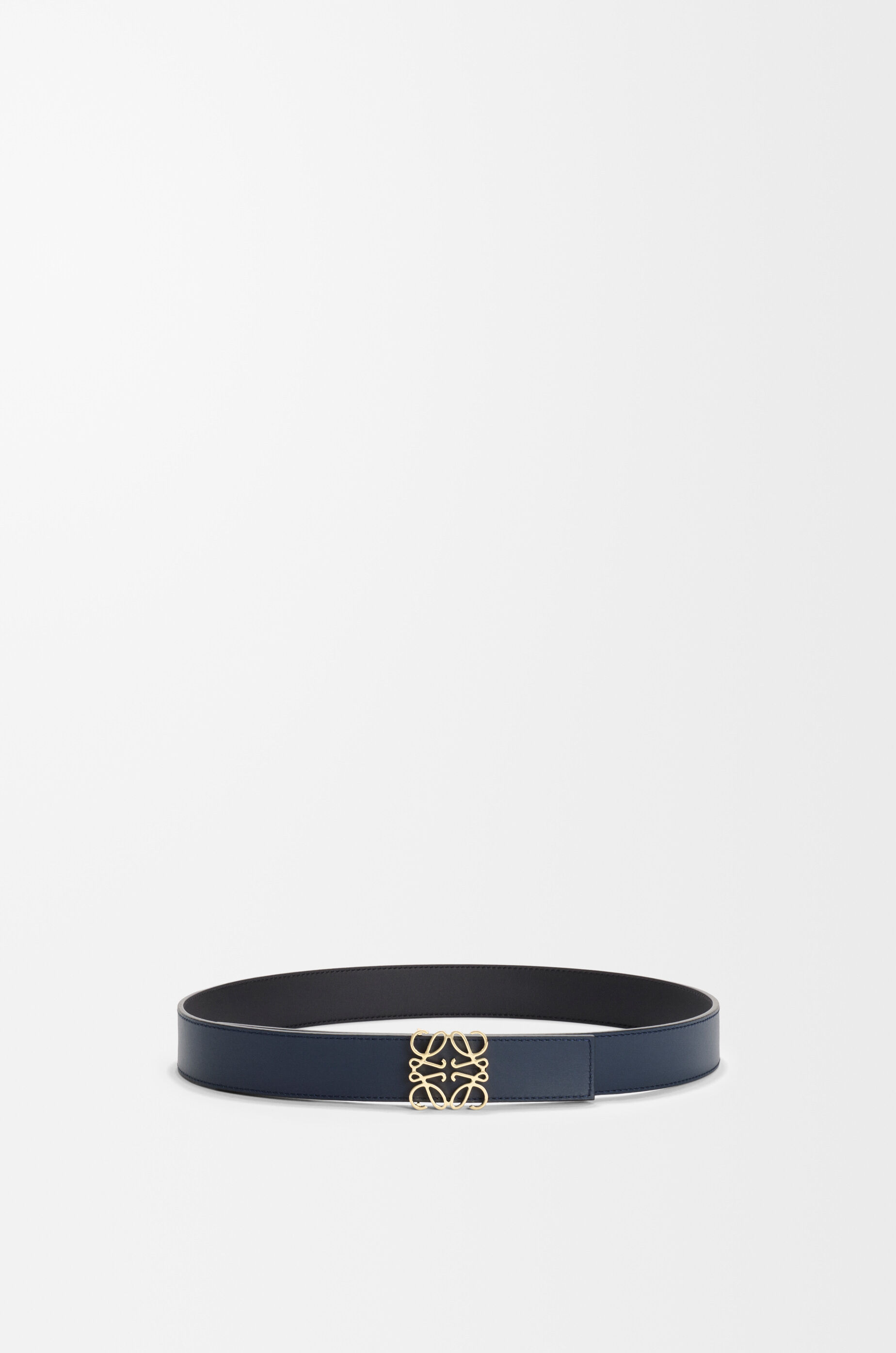 LOEWE Reversible Anagram belt in smooth calfskin Black/Ocean/Gold