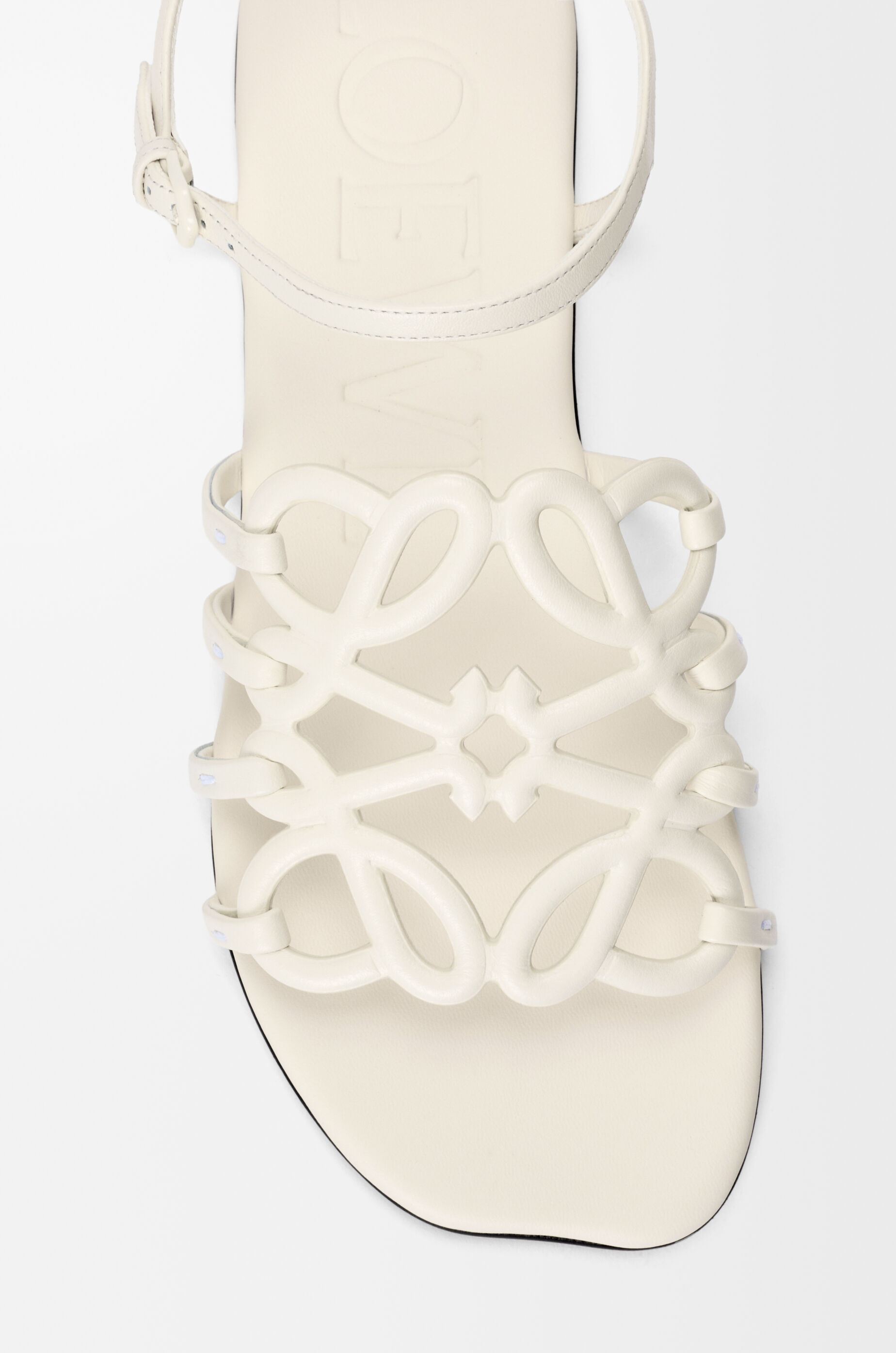 LOEWE Petal Anagram sandal in calfskin White