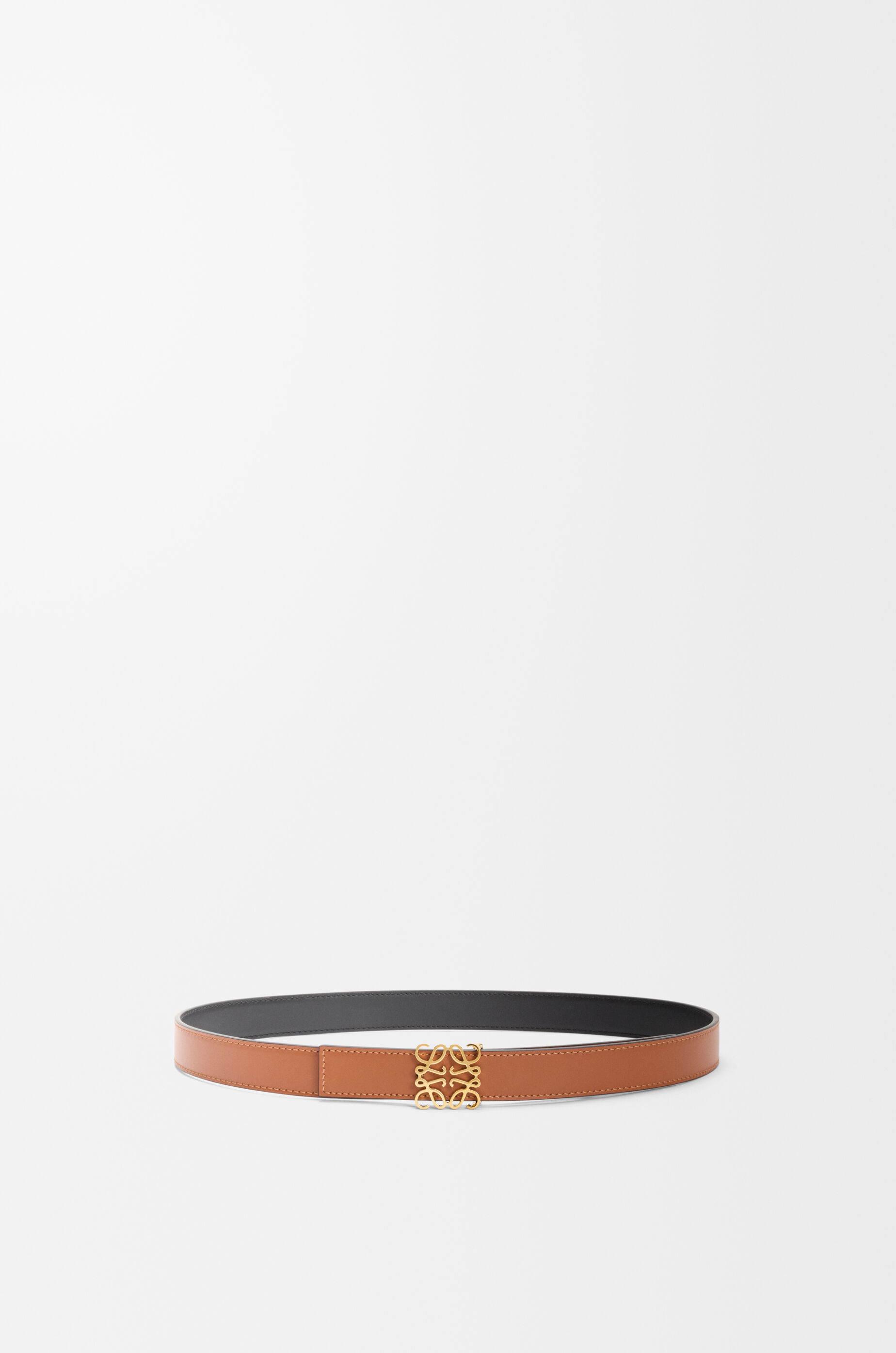 LOEWE Reversible Anagram belt in smooth calfskin Tan/Black/Gold