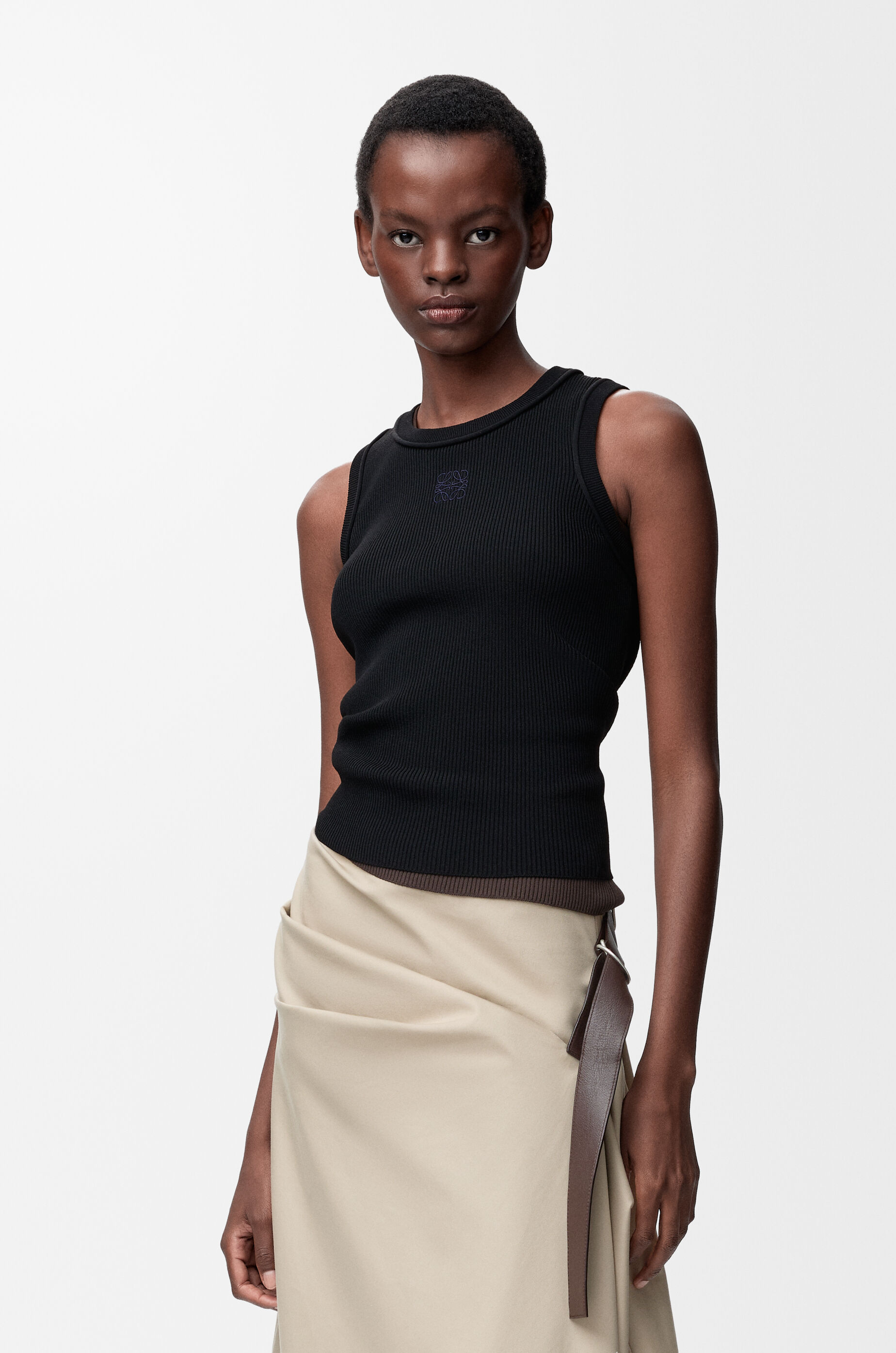 LOEWE Anagram tank top in stretch viscose Black