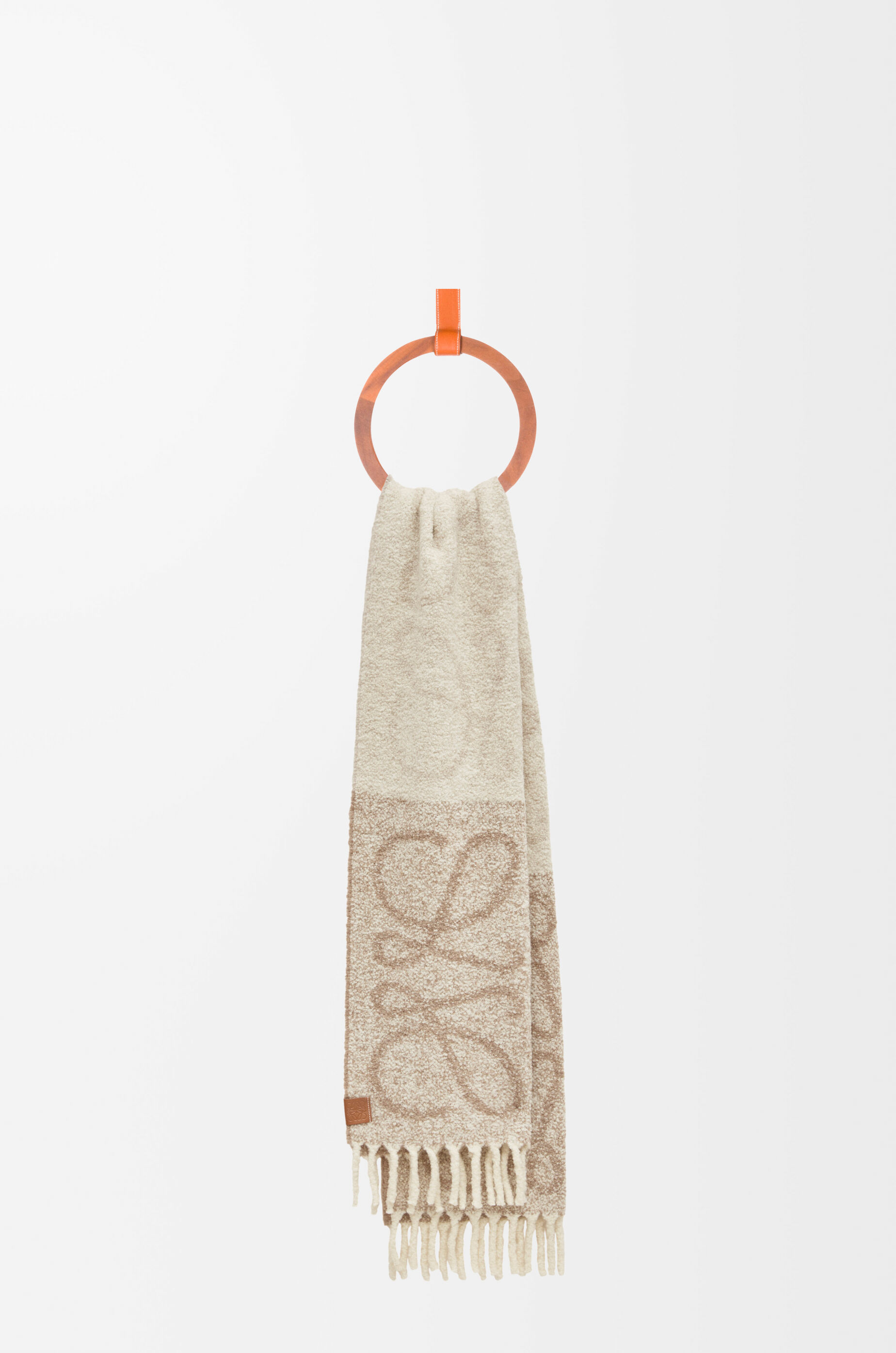 LOEWE Anagram scarf in alpaca and wool Beige/White