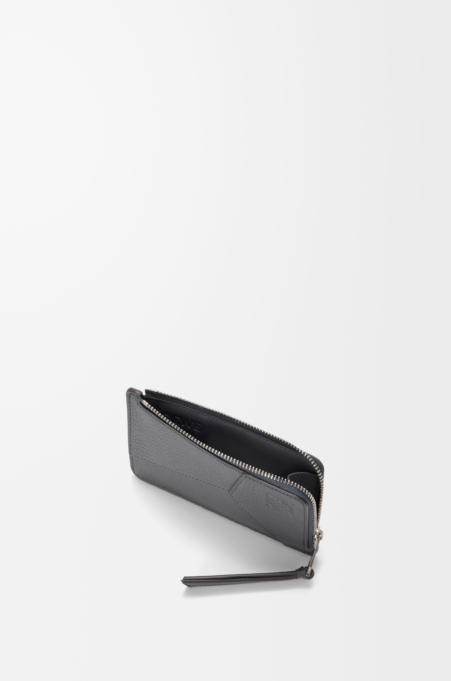 LOEWE Puzzle coin cardholder in supple grained calfskin Blue Grey