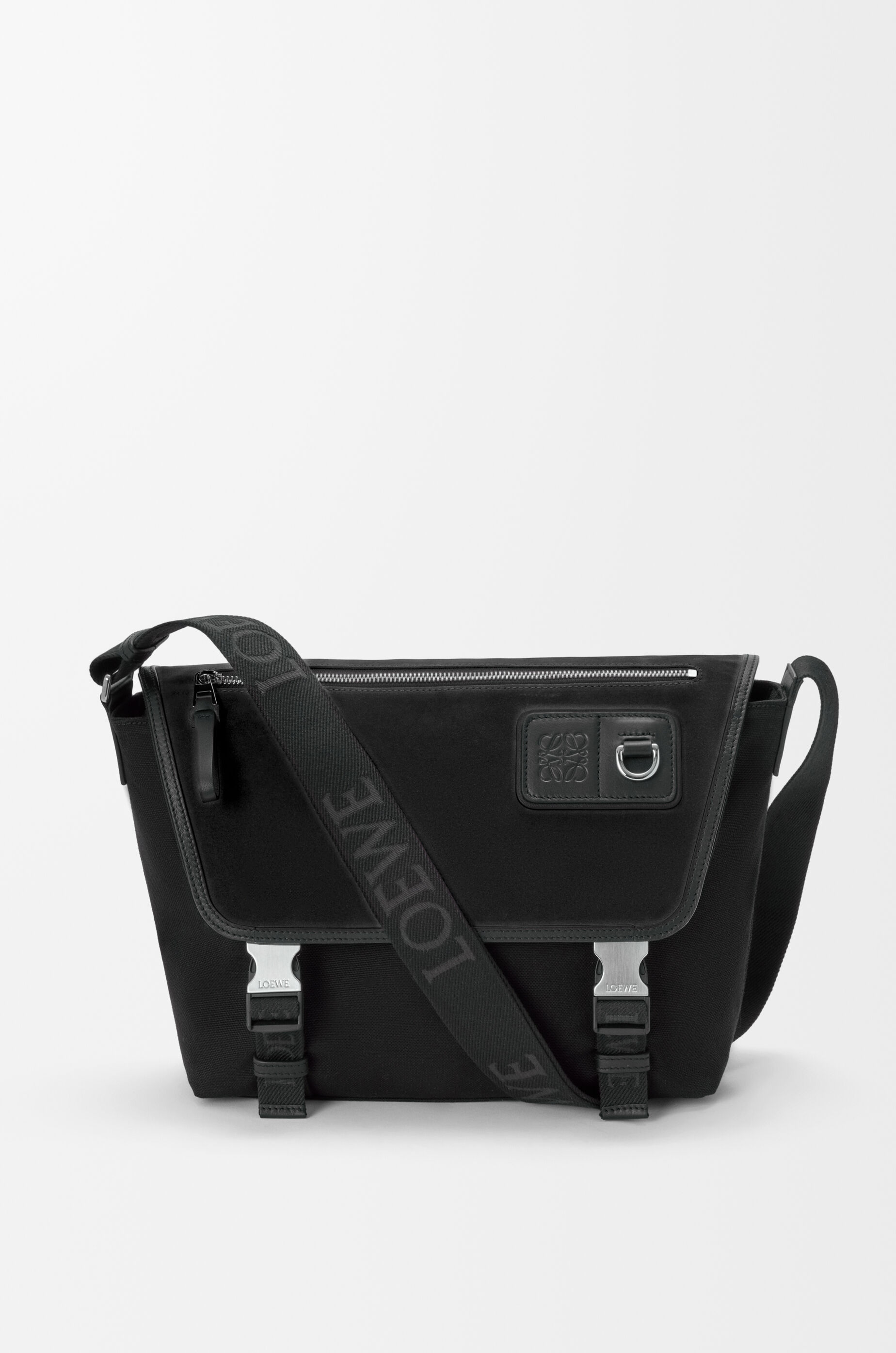 LOEWE Medium Flex messenger in canvas and suede Black