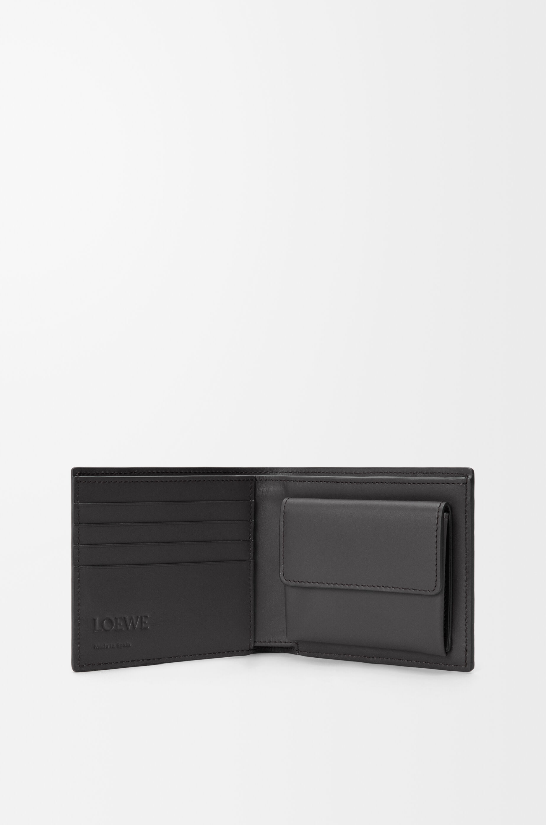 LOEWE Puzzle bifold coin wallet in classic calfskin Asphalt Grey/Storm Blue