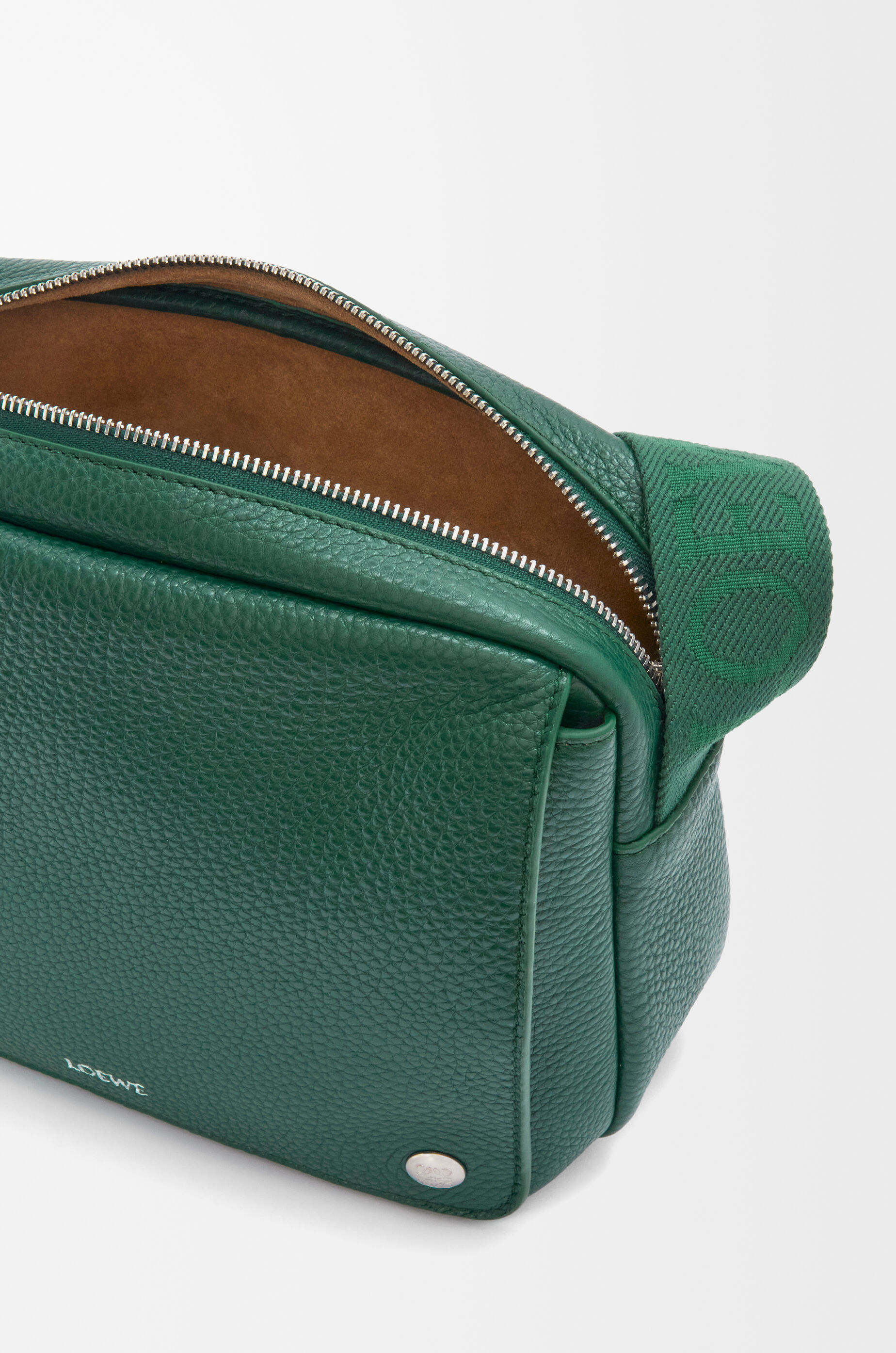LOEWE Medium Pebble messenger bag in supple grained calfskin Evergreen
