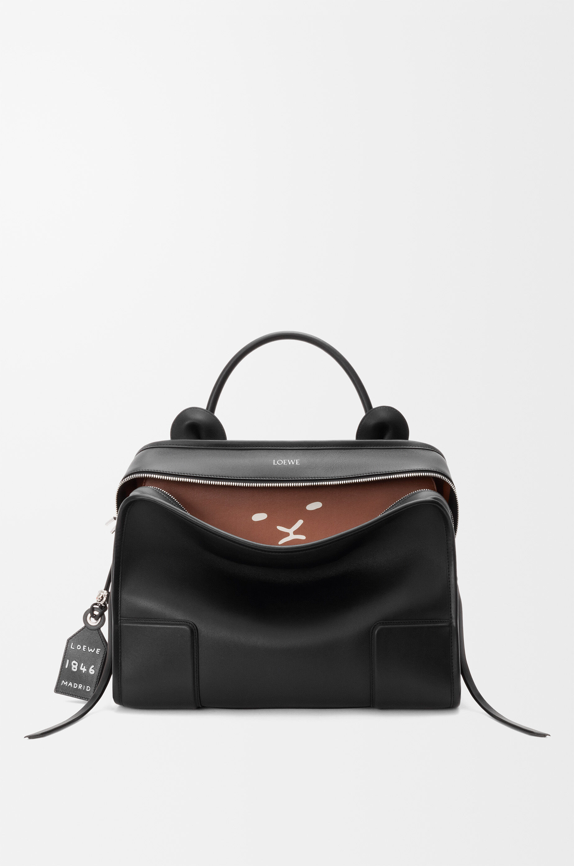 LOEWE Large Lion Intarsio Amazona 180 bag in calfskin Black