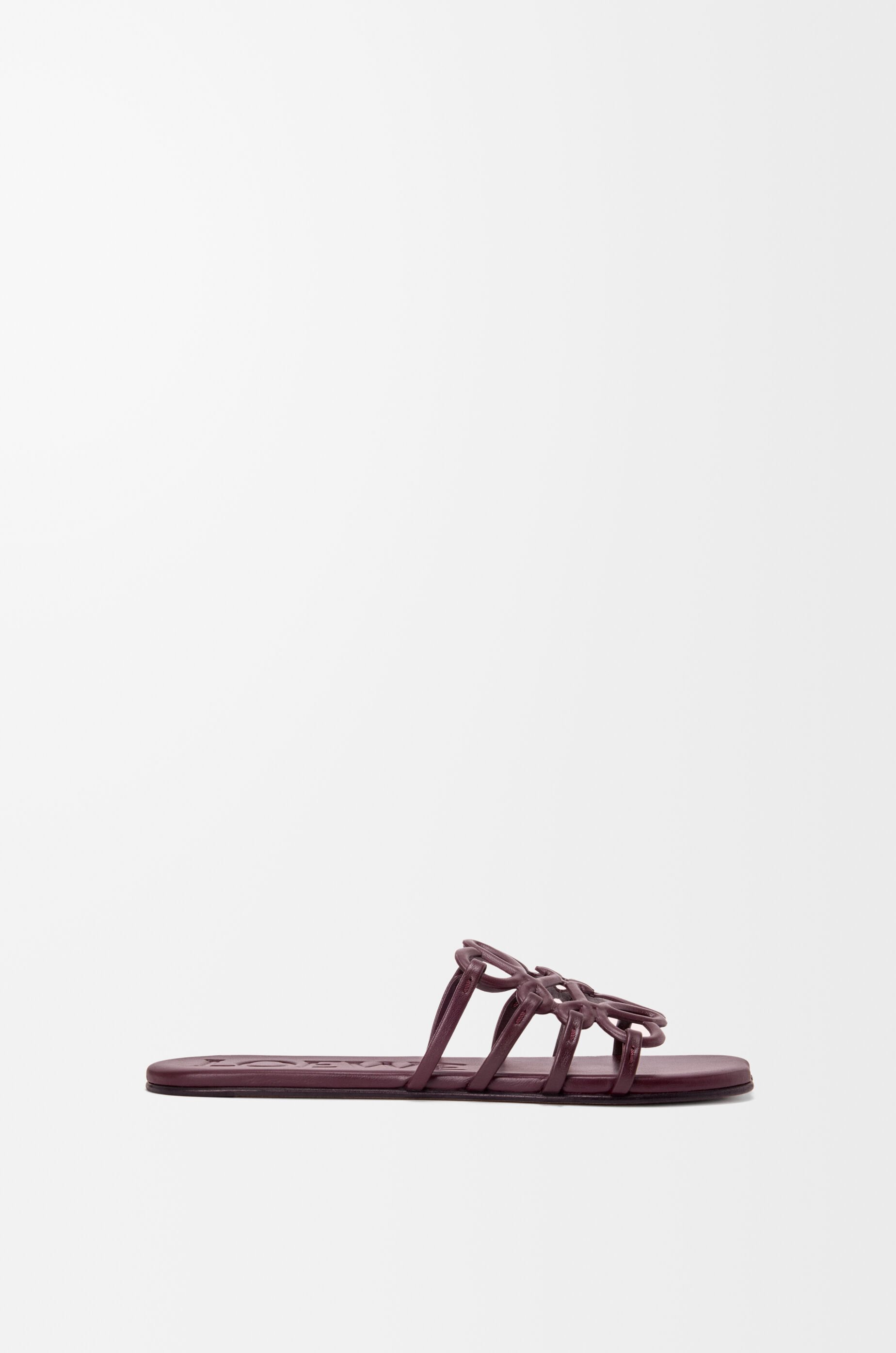 LOEWE Petal Anagram slide in soft calfskin Dark Burgundy