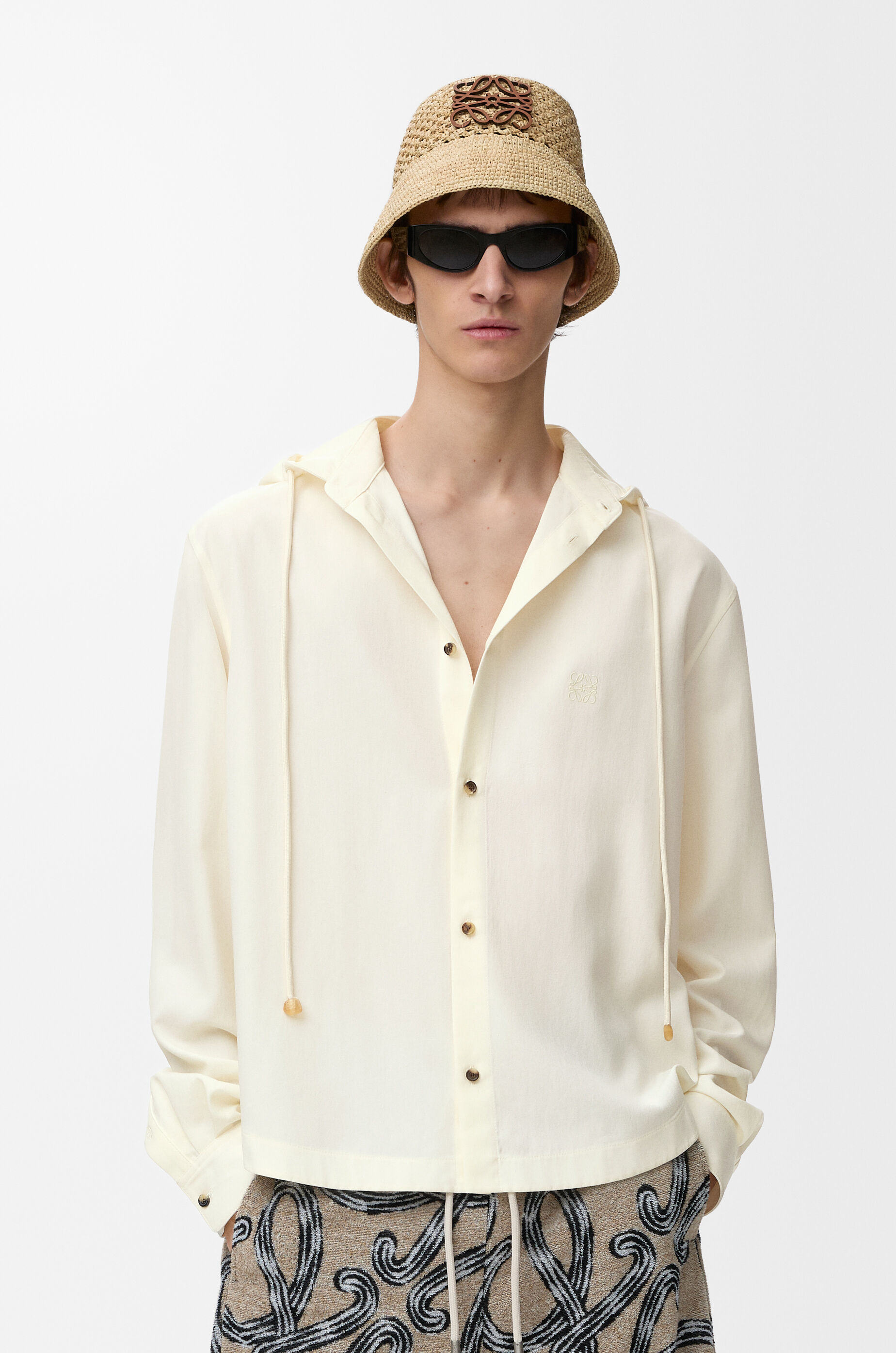 LOEWE Hooded shirt in lyocell Ivory