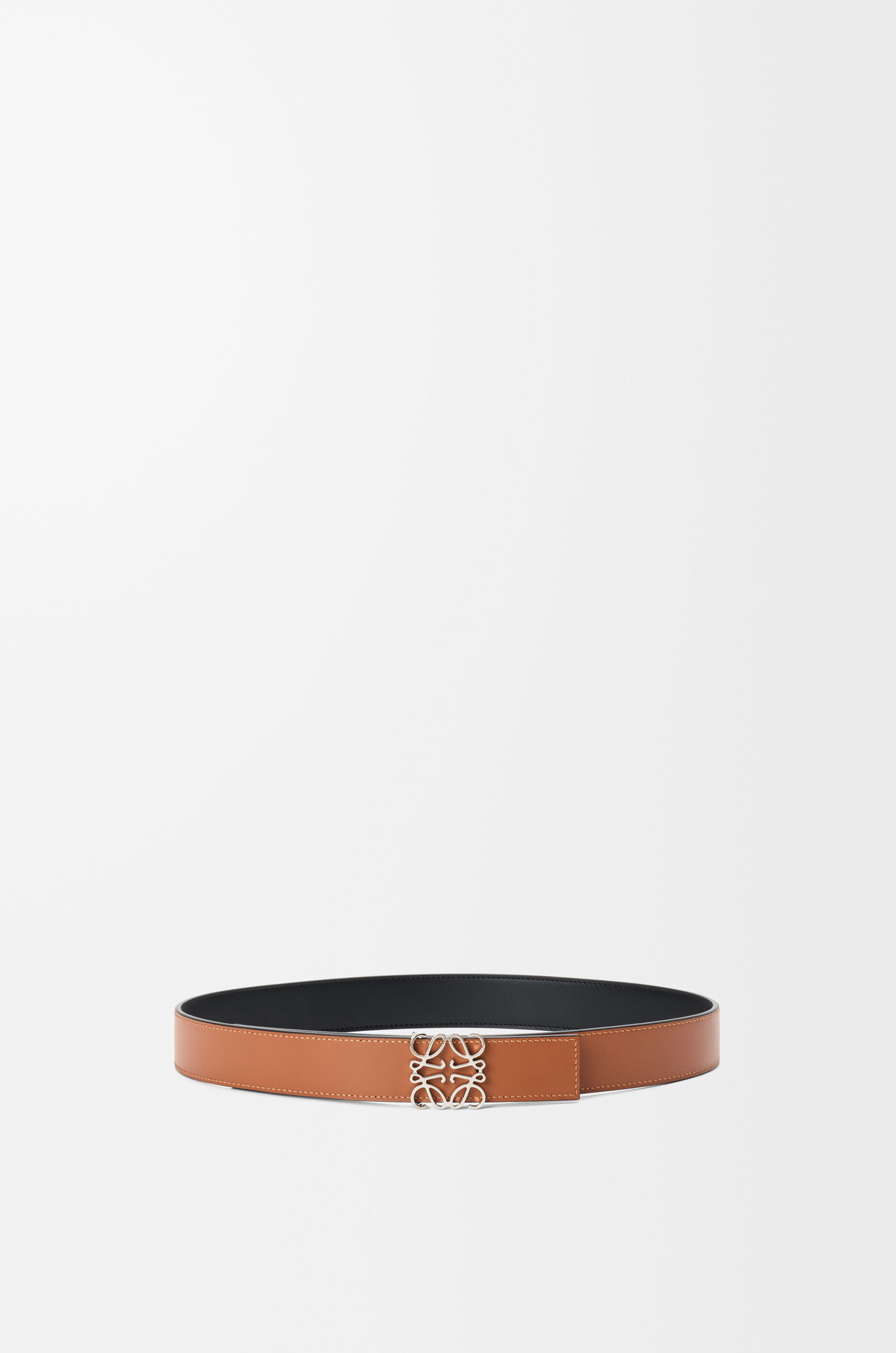 LOEWE Reversible Anagram belt in smooth calfskin Black/Tan/Palladium
