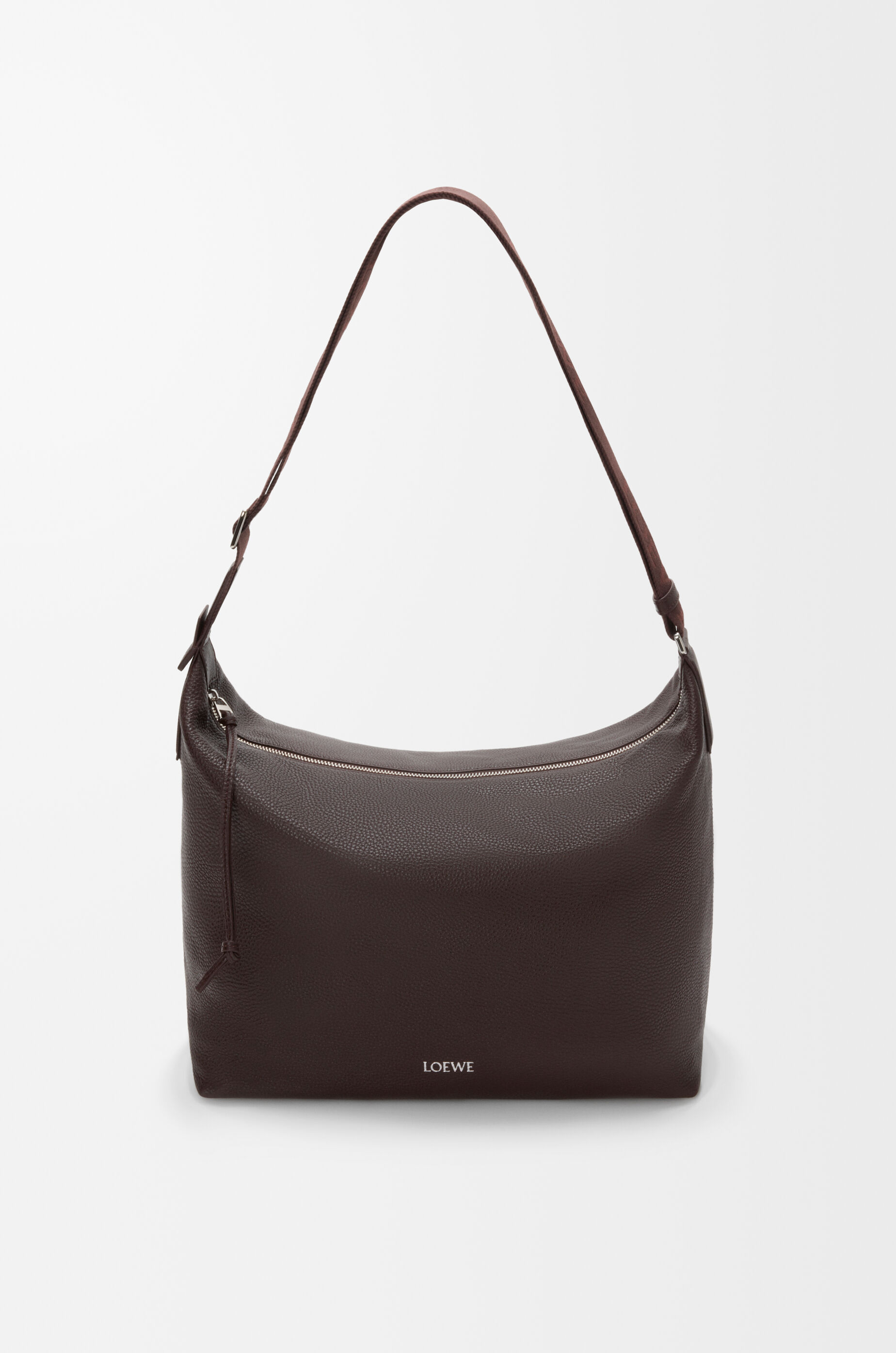 LOEWE Cubi crossbody bag in supple grained calfskin Oxblood