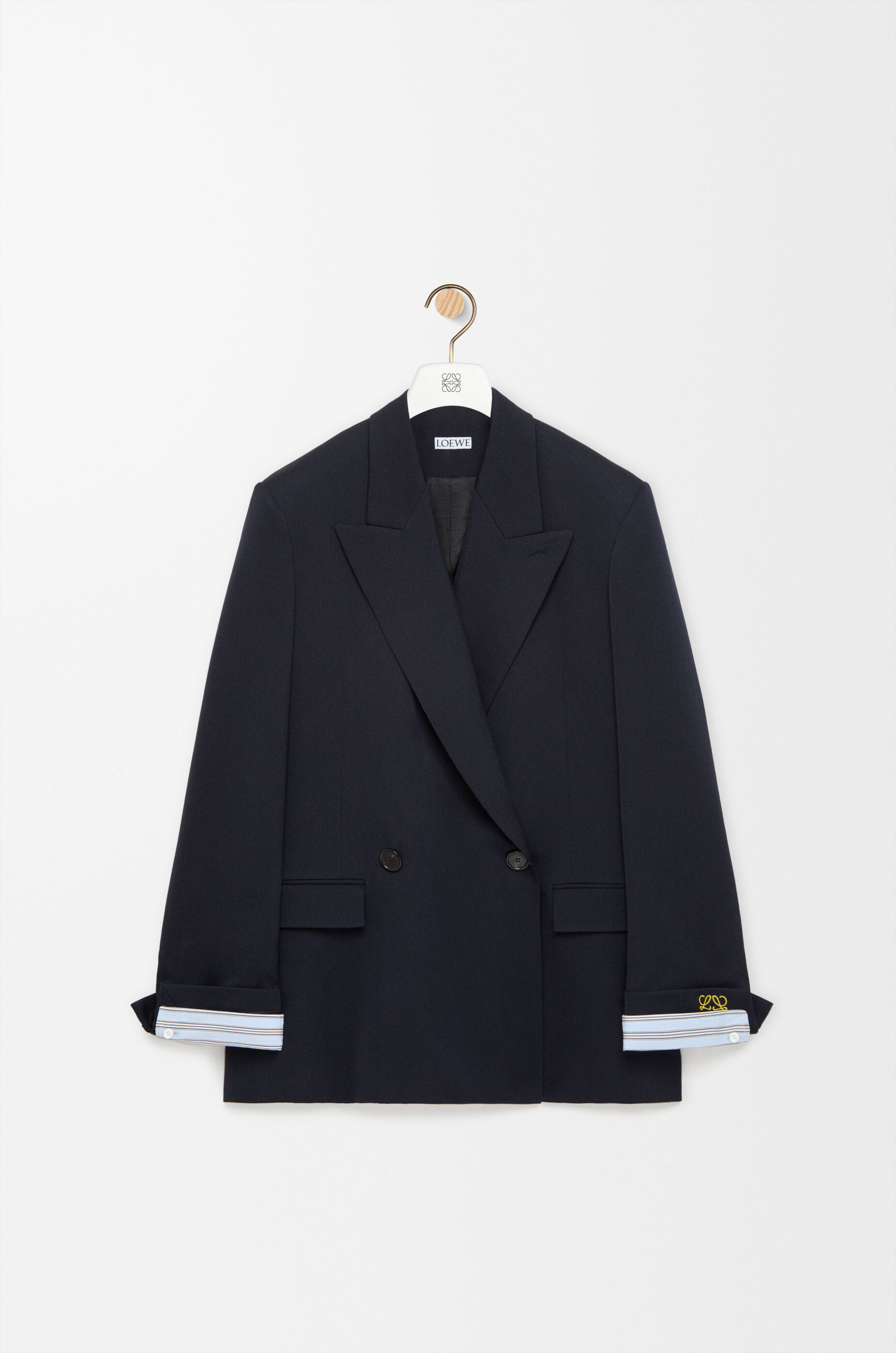 LOEWE Double-breasted jacket in wool blend Dark Navy Blue
