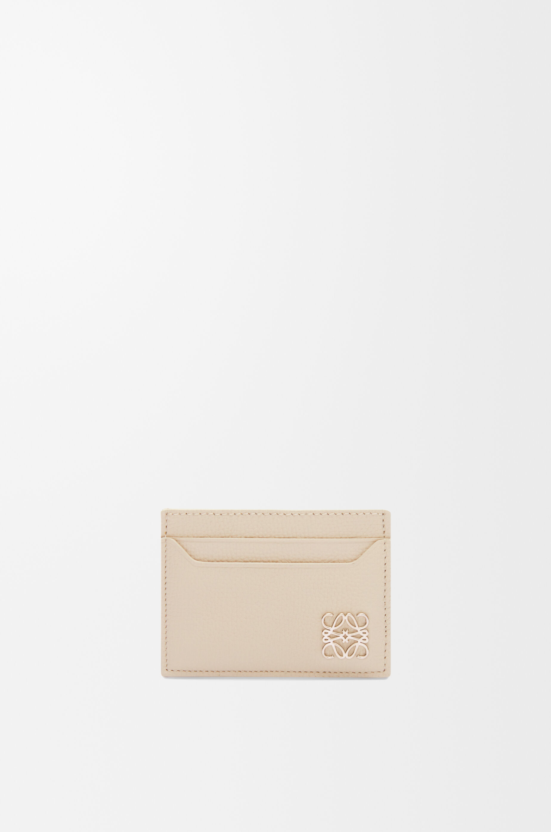 LOEWE Anagram plain cardholder in pebble grained calfskin Light Ghost