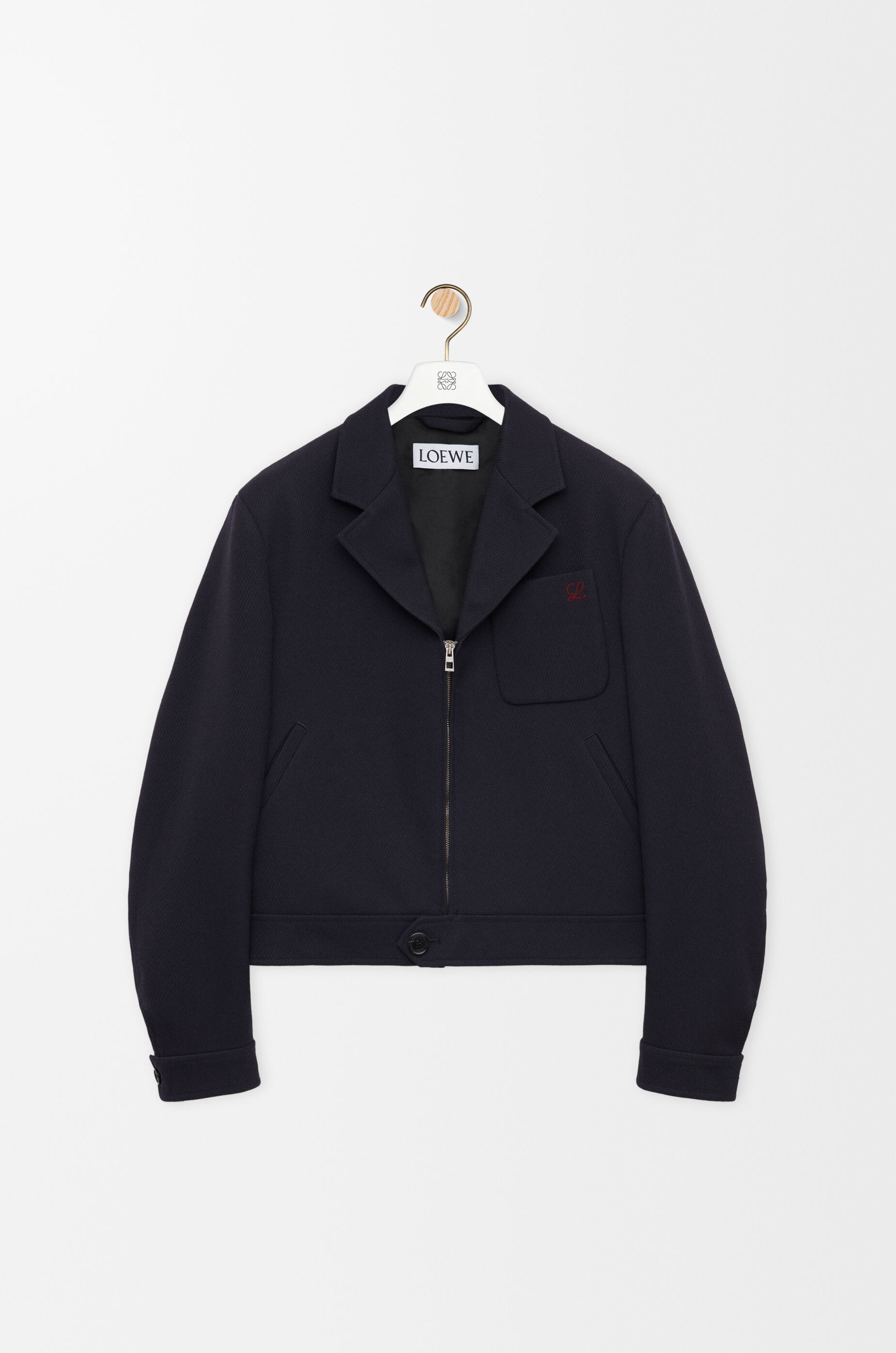 LOEWE Zip-up jacket in wool Dark Navy Blue