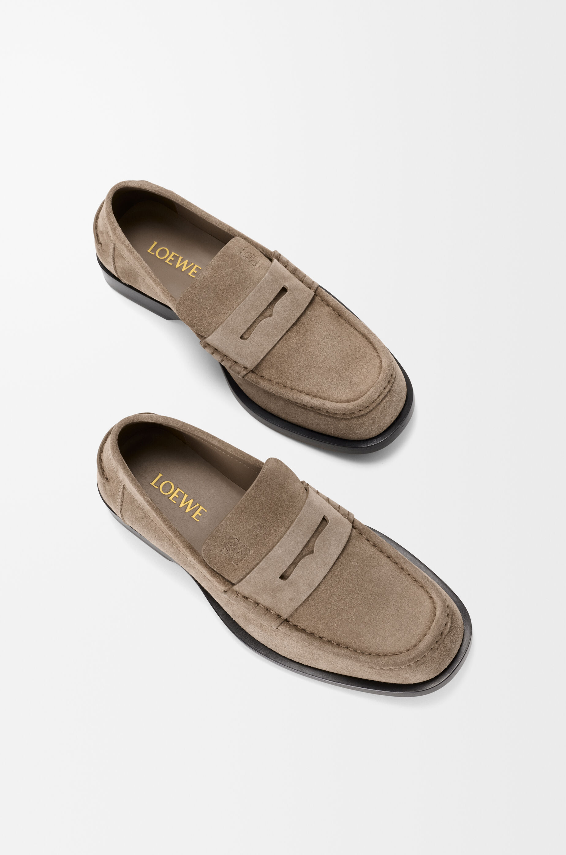 LOEWE Bobine loafer in suede calfskin Hazelnut