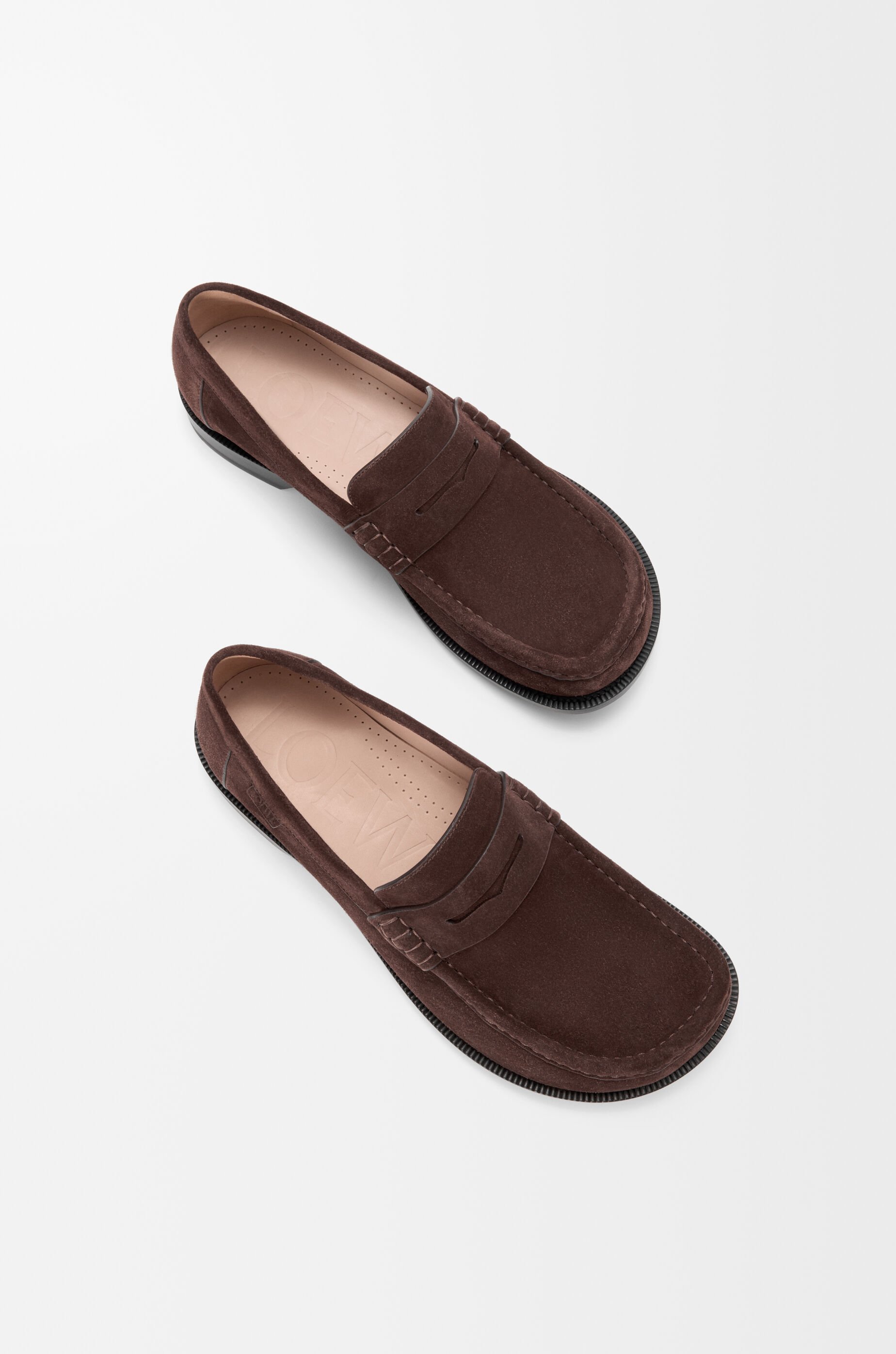 LOEWE Campo loafer in suede calfskin Dark Brown