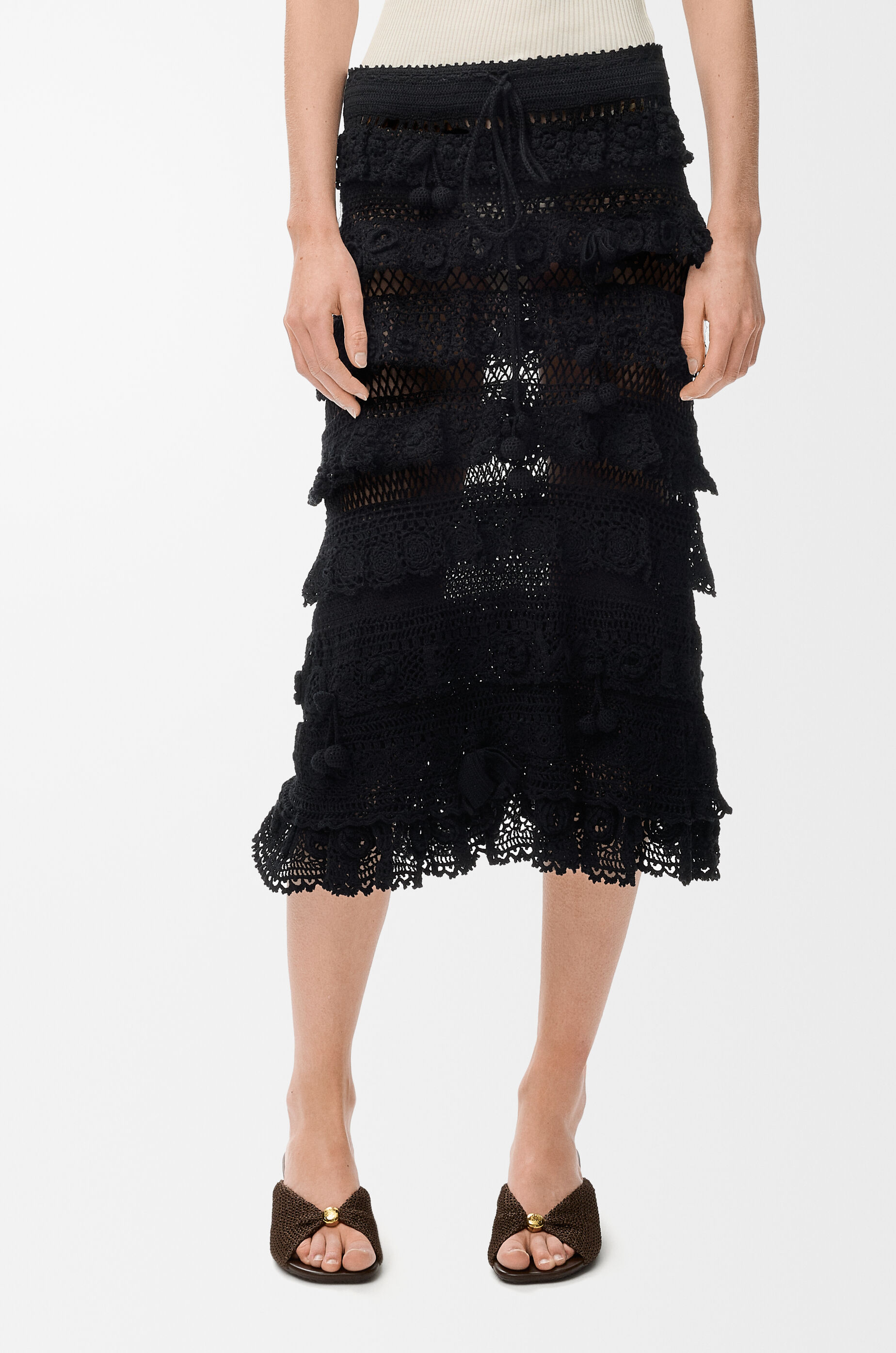 LOEWE Skirt in cotton crochet Black