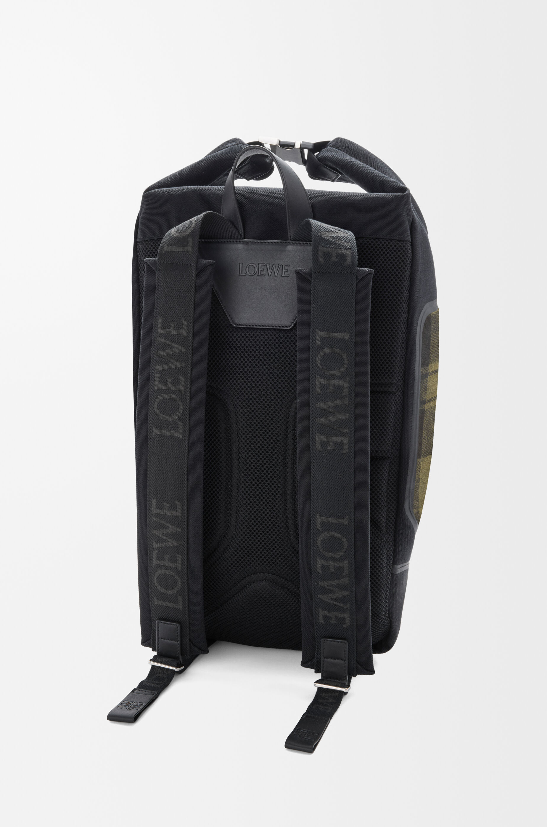 LOEWE Flex roll-top backpack in canvas and brushed suede Khaki/Black