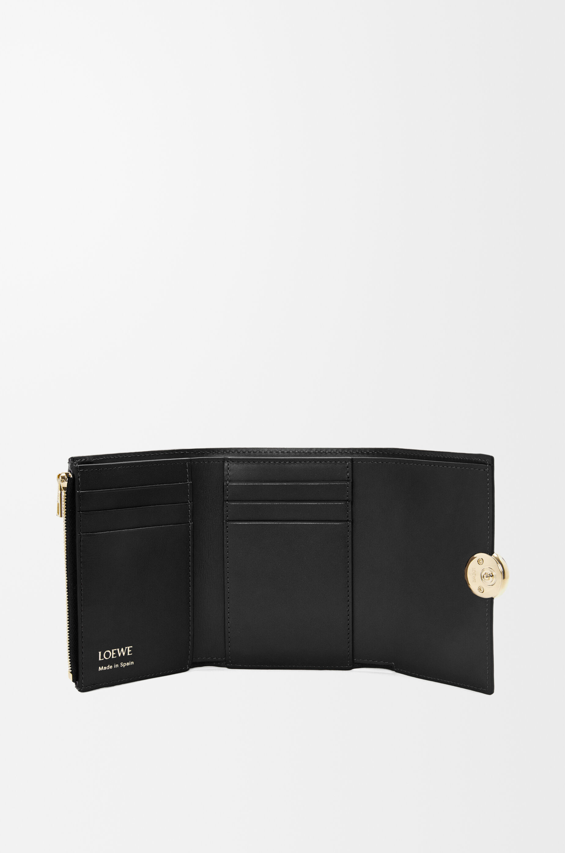 LOEWE Pebble small vertical wallet in shiny nappa calfskin Black