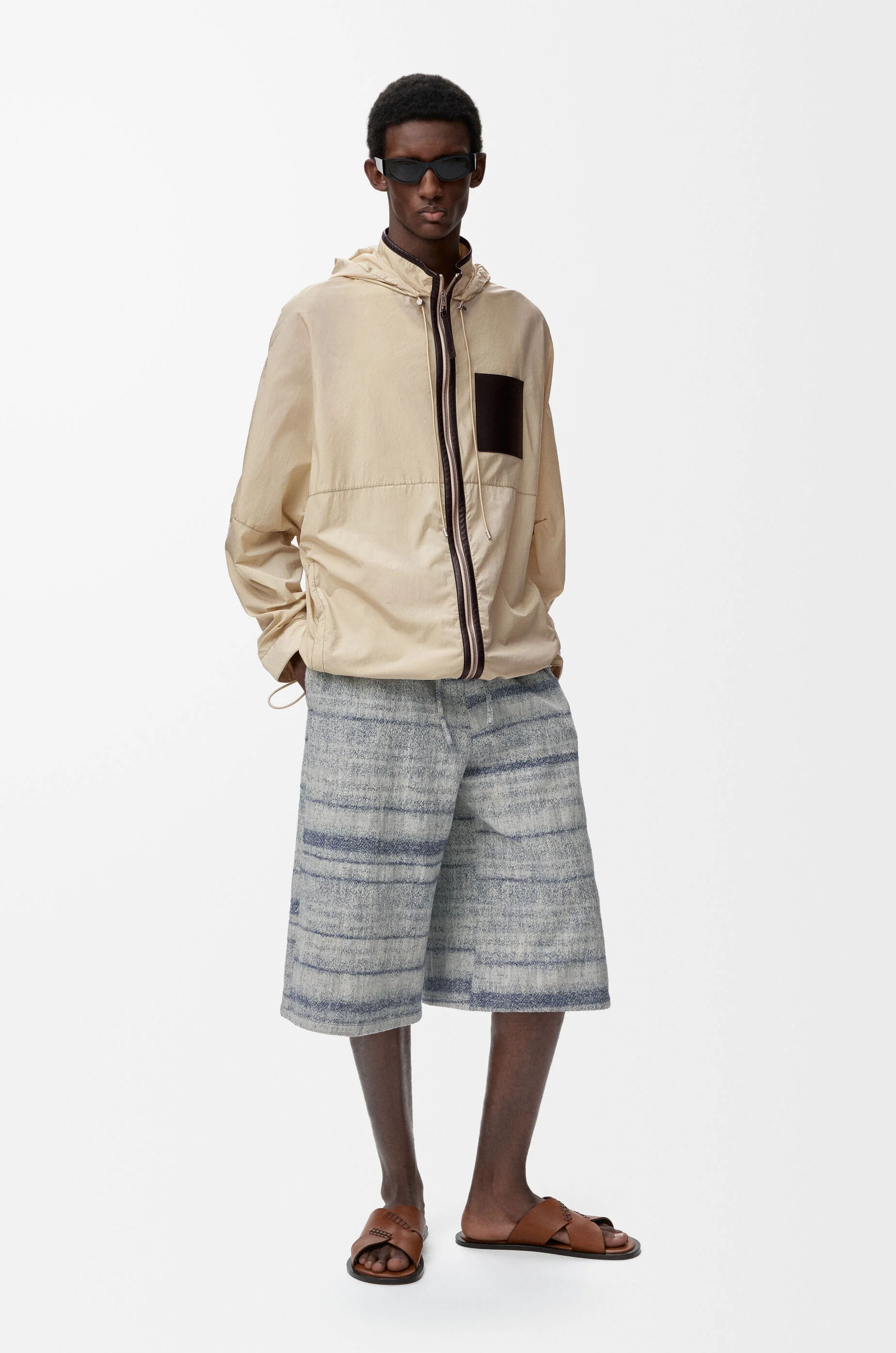 LOEWE Hooded jacket in technical shell Beige/Black