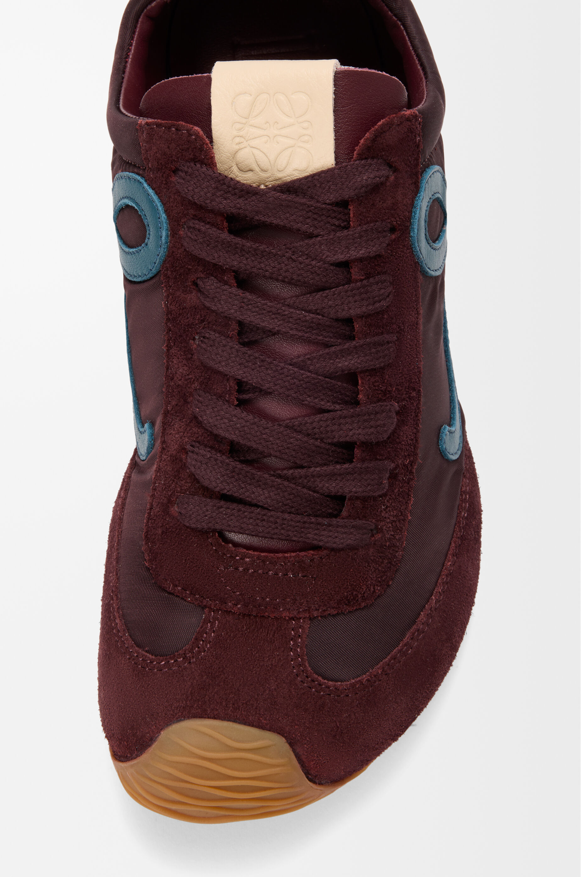 LOEWE Ballet Runner 2.0 in nylon and calfskin Burgundy/Duck Blue/Dough