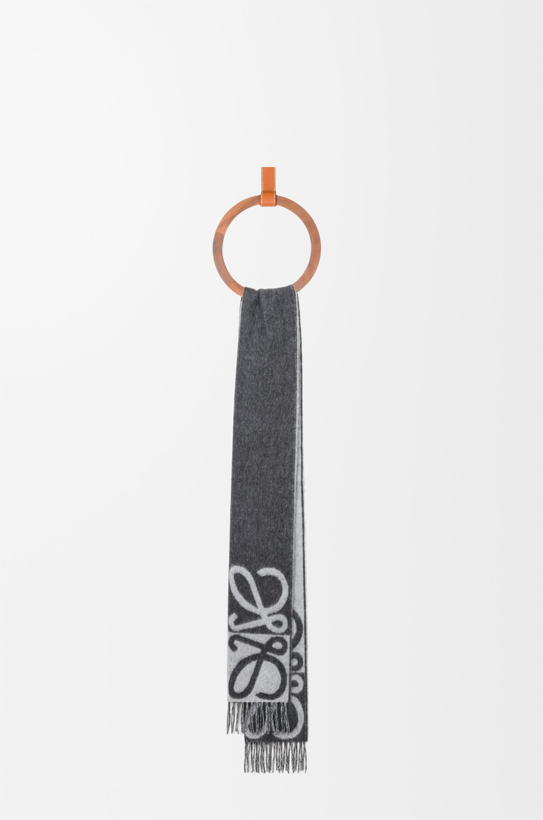 LOEWE Scarf in wool and cashmere Dark Grey/Light Grey