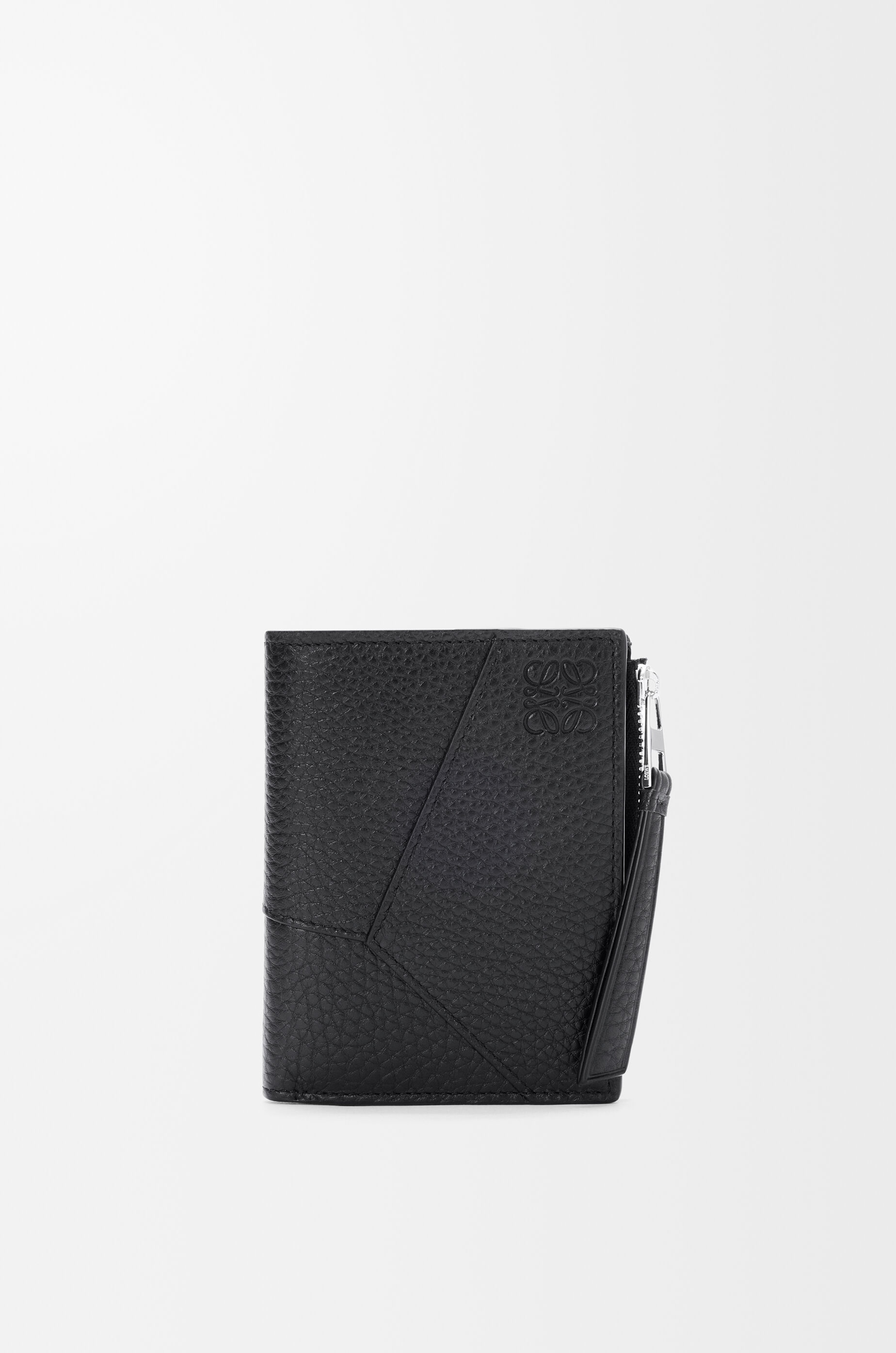 LOEWE Puzzle slim compact wallet in supple grained calfskin Black