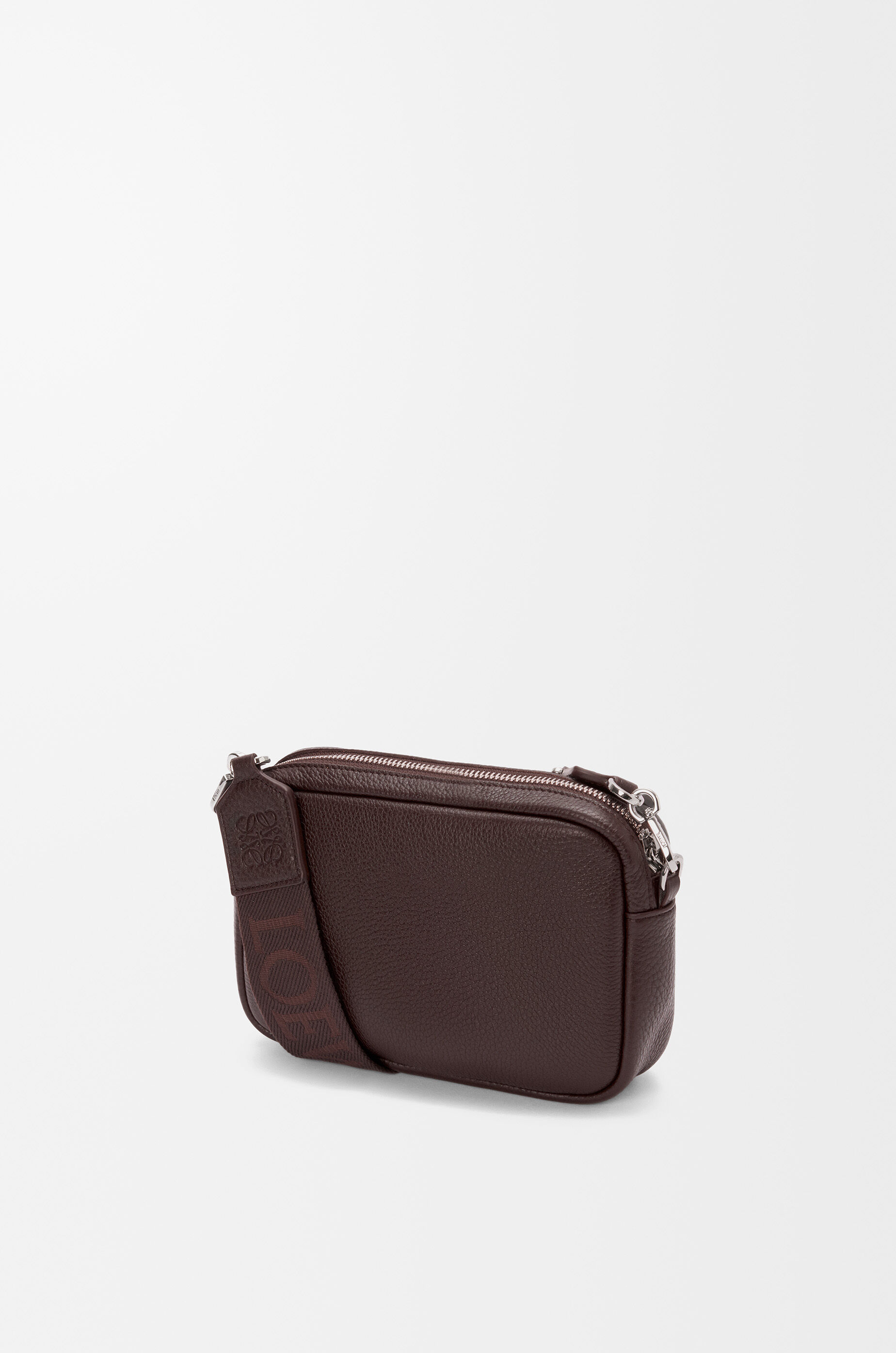 LOEWE Small Pebble messenger bag in supple grained calfskin Oxblood