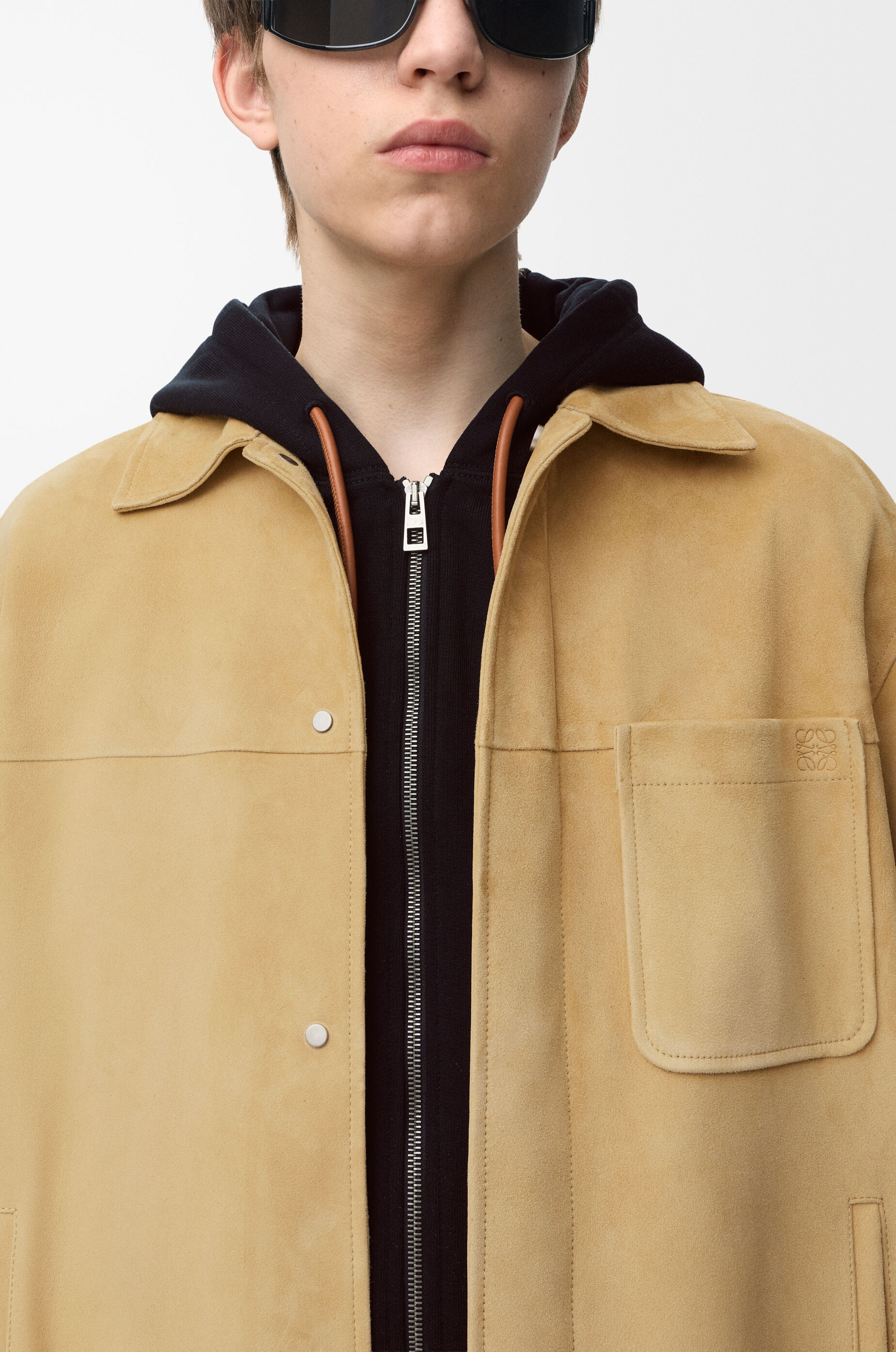 LOEWE Overshirt in suede lambskin Beige