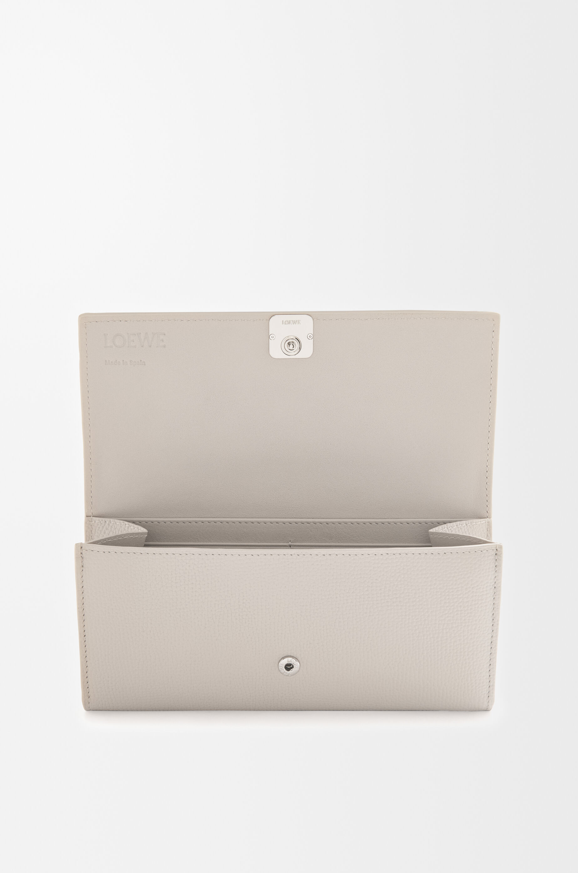 LOEWE Anagram continental wallet in pebble grained calfskin Light Ghost