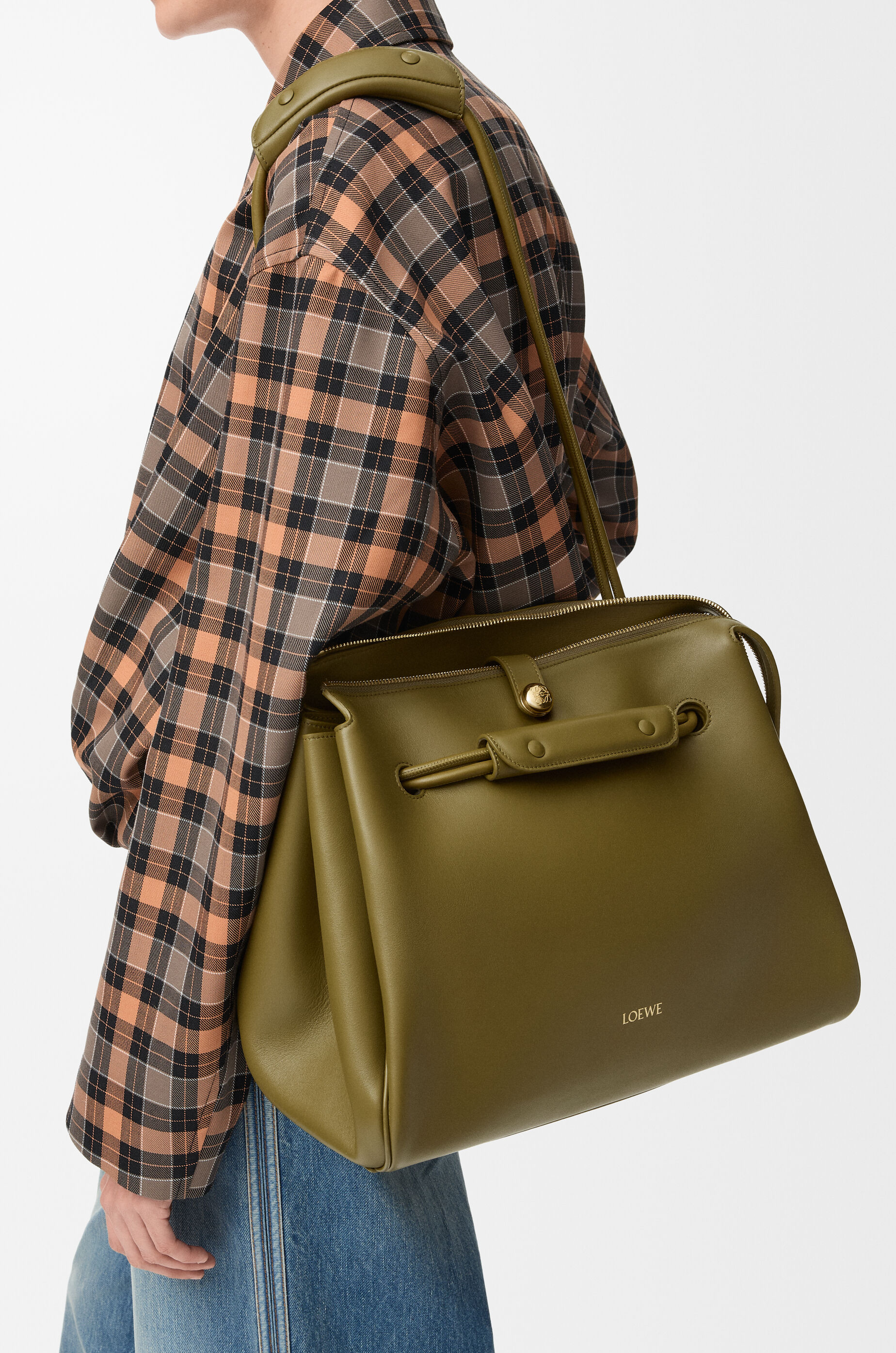 LOEWE Large Madrid bag in supple calfskin Olive