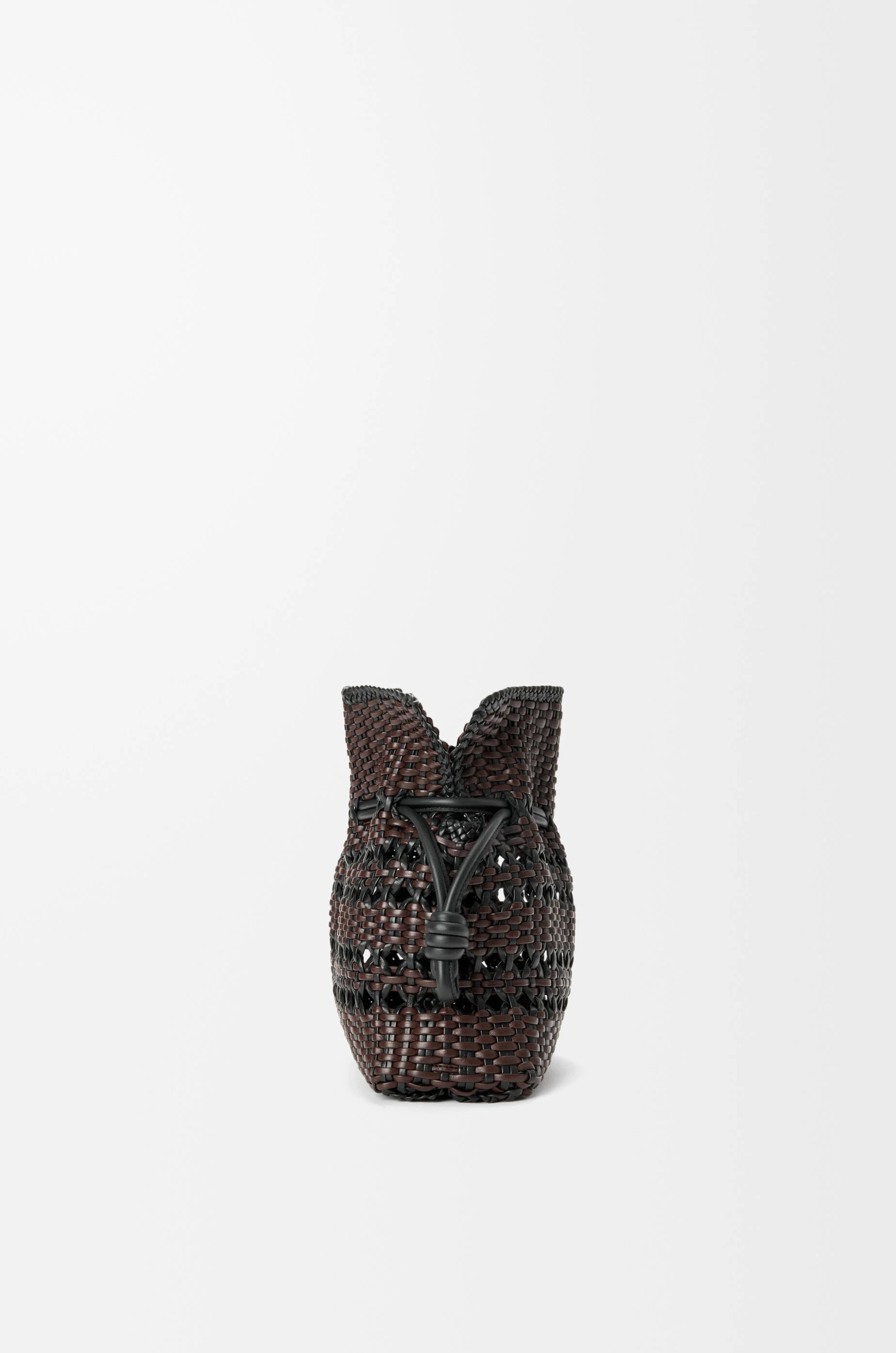 LOEWE Medium Flamenco clutch in woven nappa calfskin Black/Brown