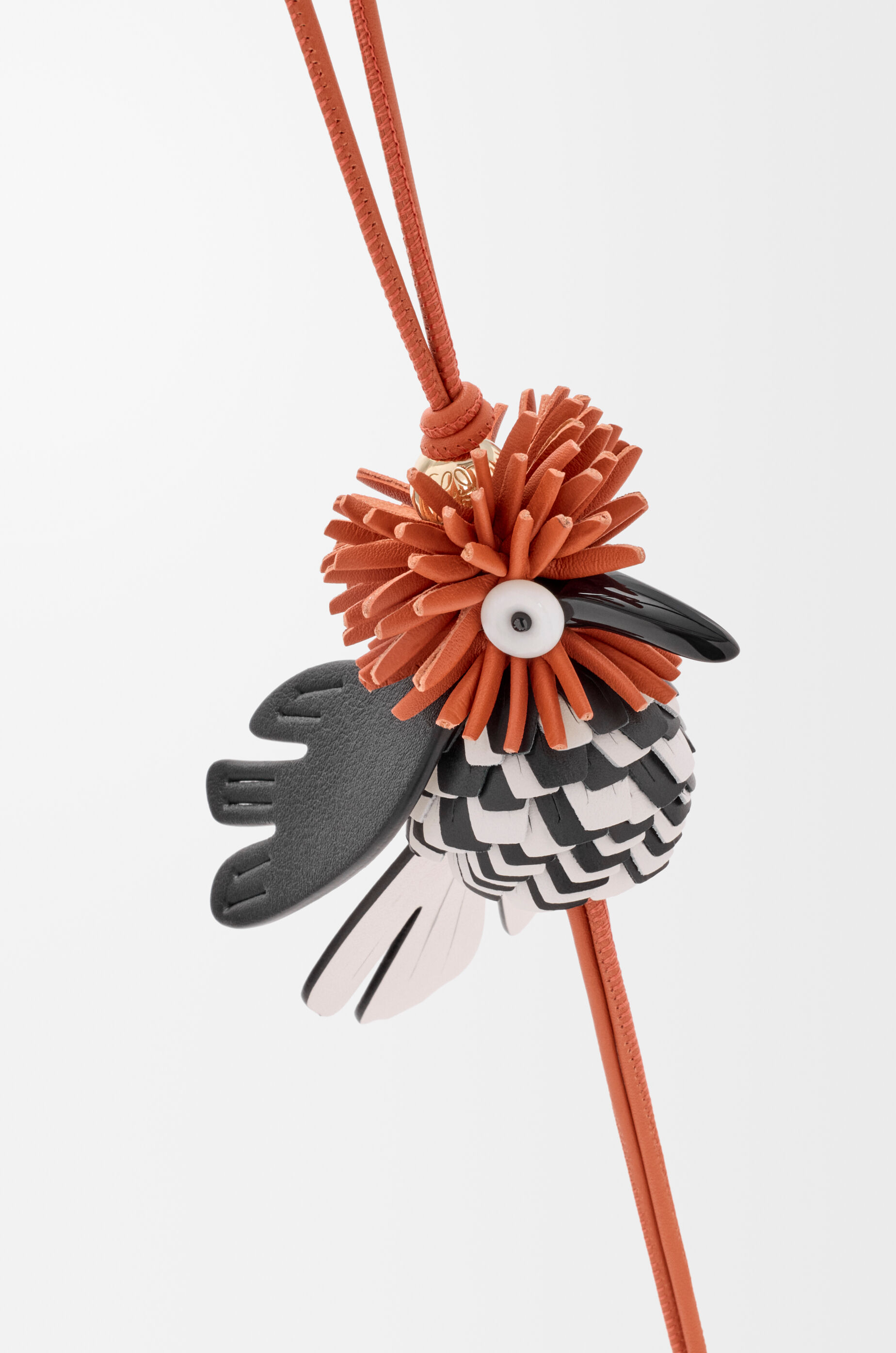 LOEWE Hoopoe bird charm in classic calfskin Orange/Black