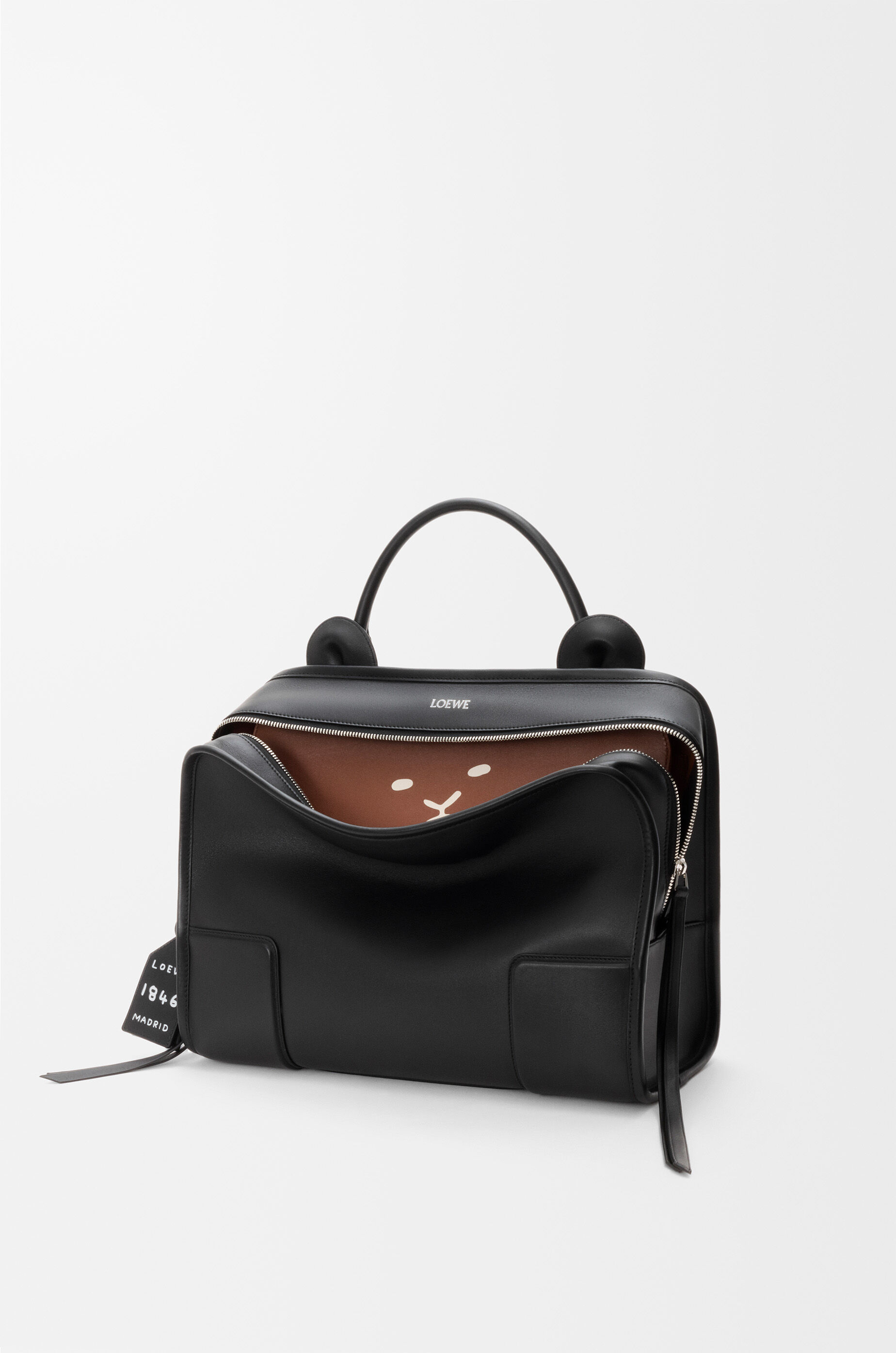LOEWE Large Lion Intarsio Amazona 180 bag in calfskin Black