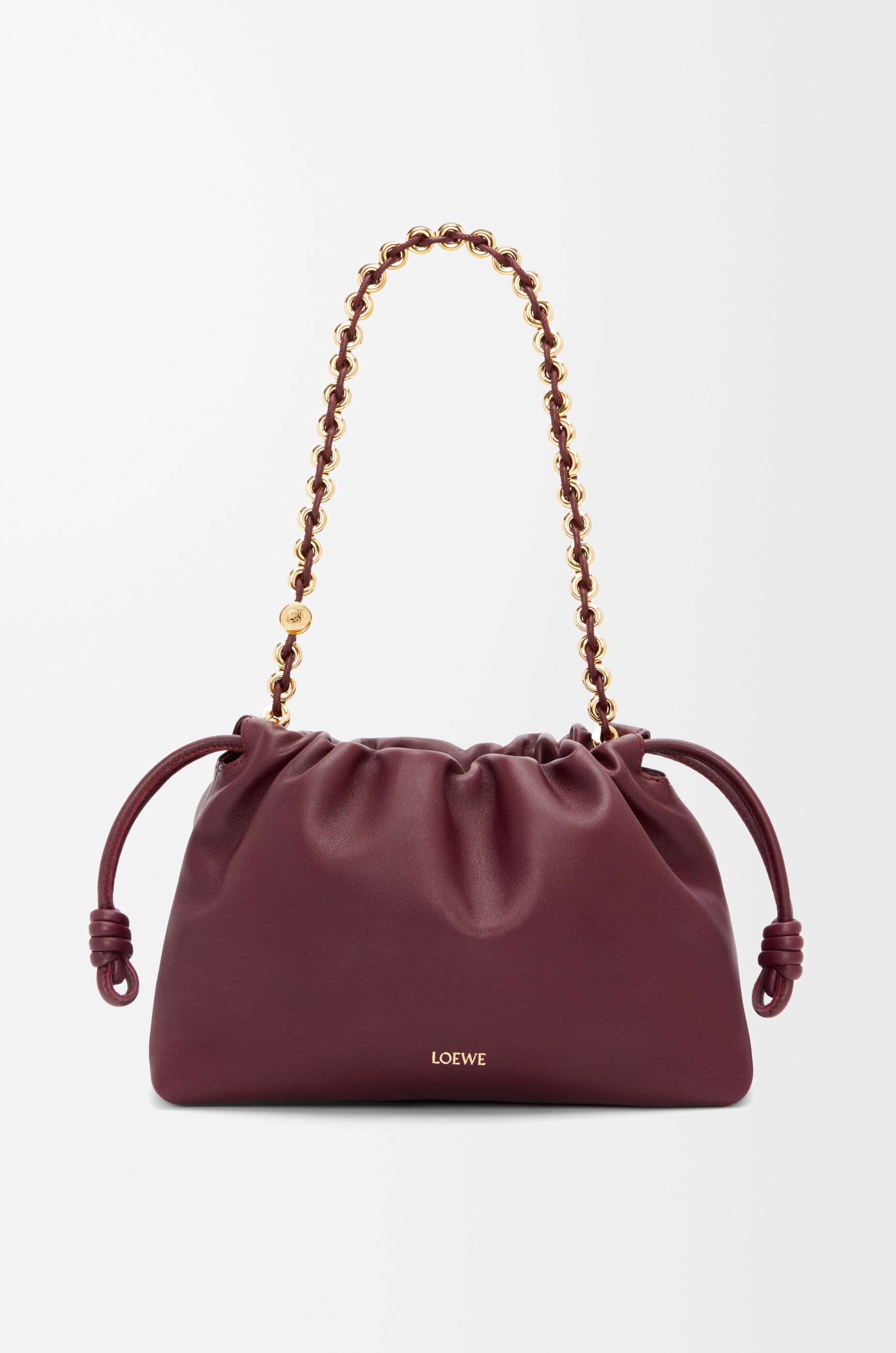 LOEWE Medium Flamenco purse in mellow nappa lambskin Dark Burgundy
