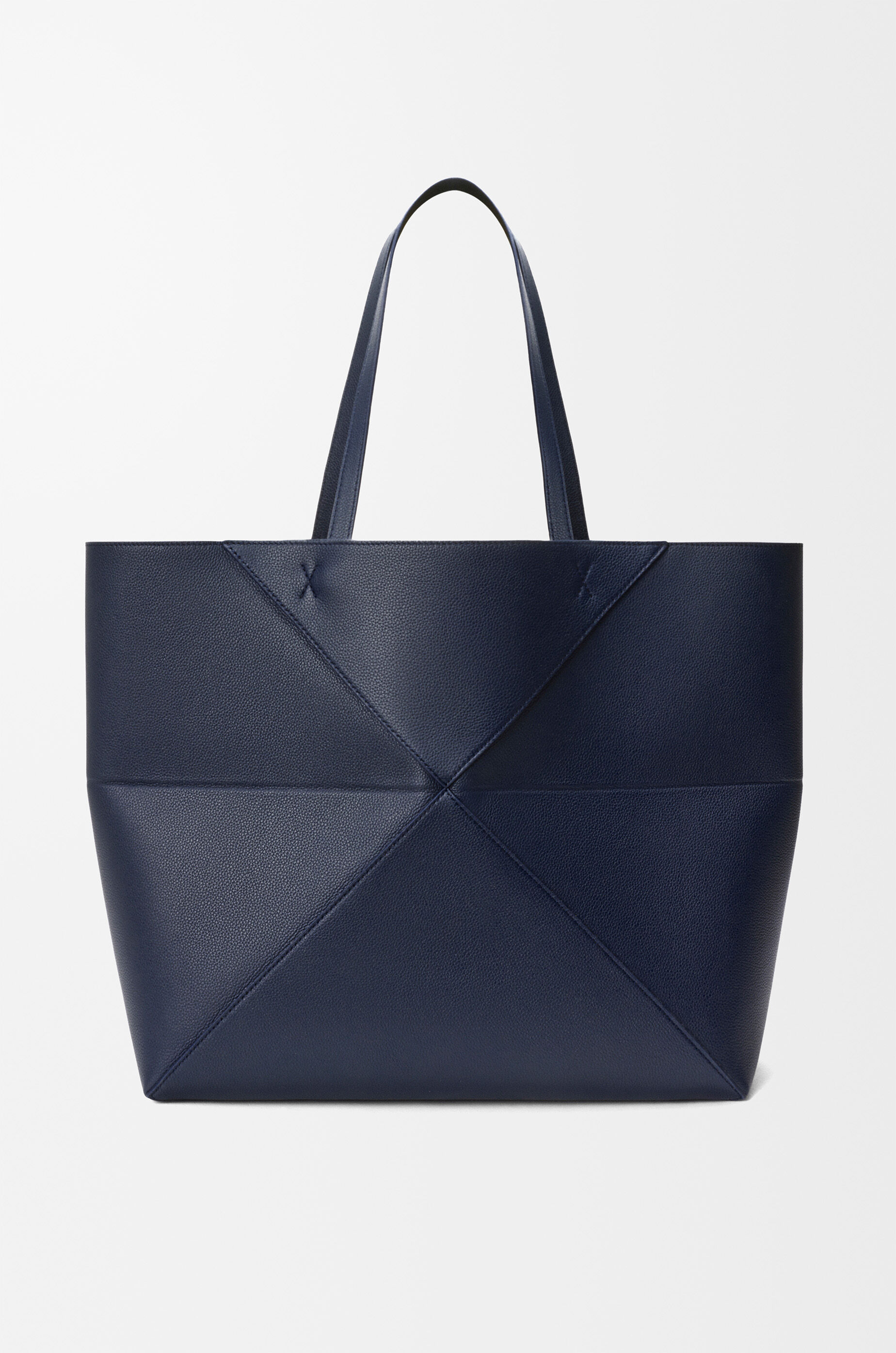 LOEWE Large horizontal Puzzle Fold tote in soft grained calfskin Deep Navy