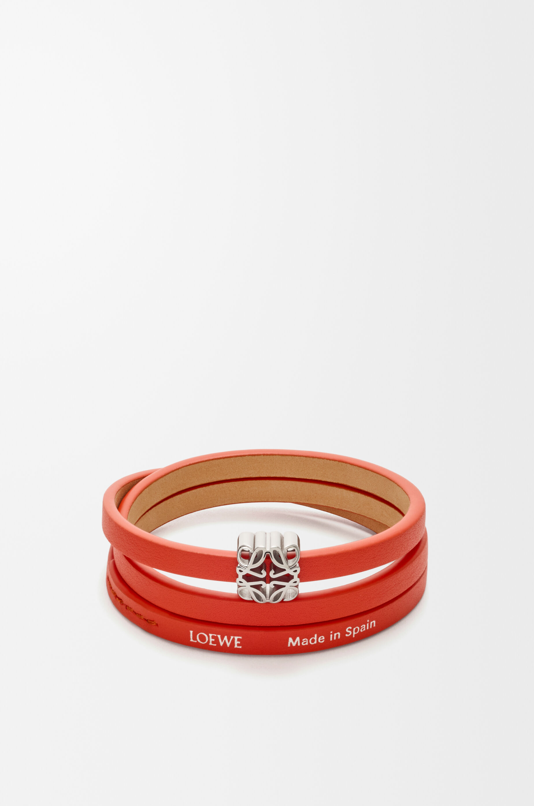 LOEWE Anagram Bombé twist bracelet in calfskin Sunrise Orange