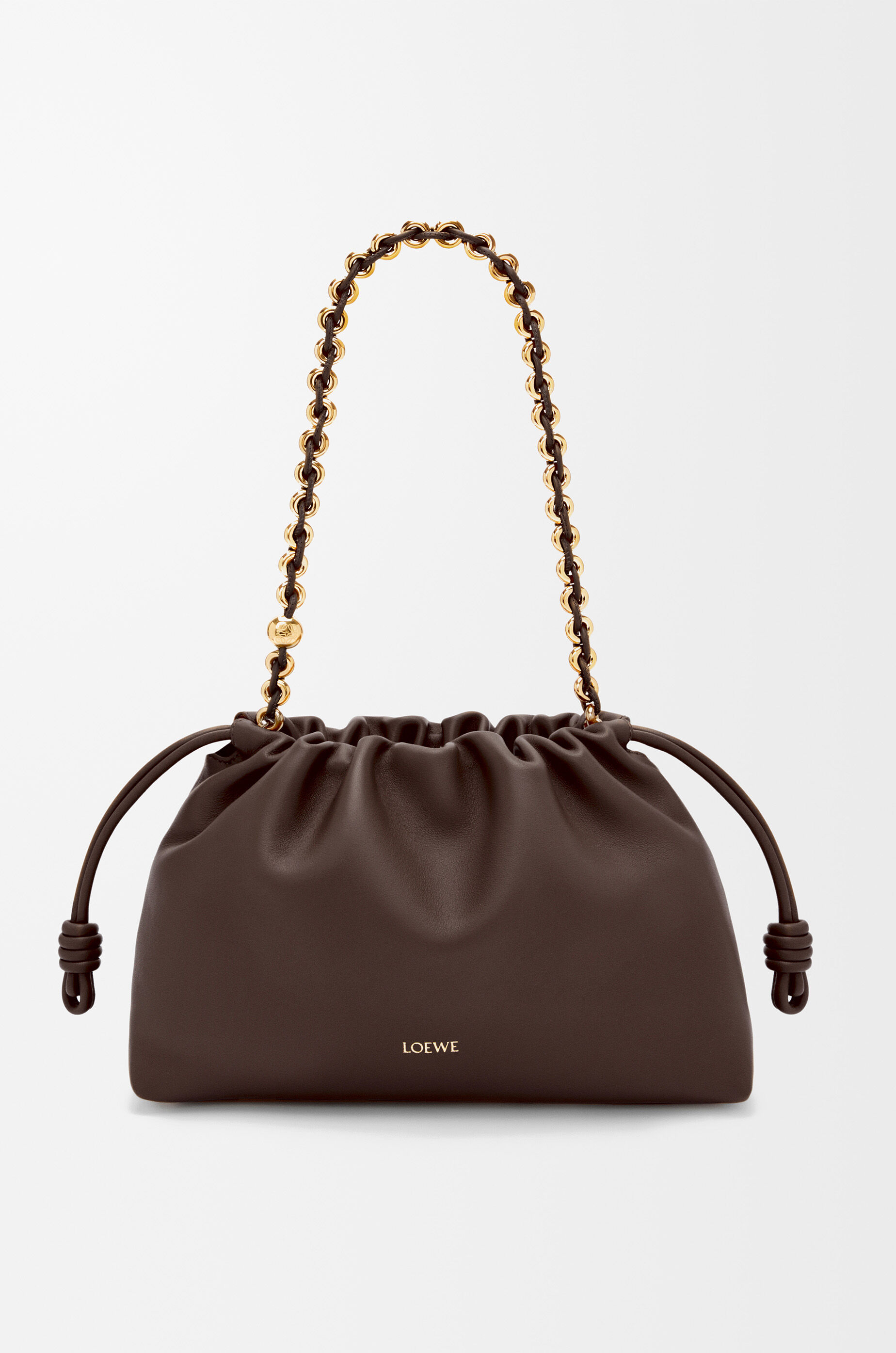 LOEWE Medium Flamenco purse in mellow nappa lambskin Dark Chestnut